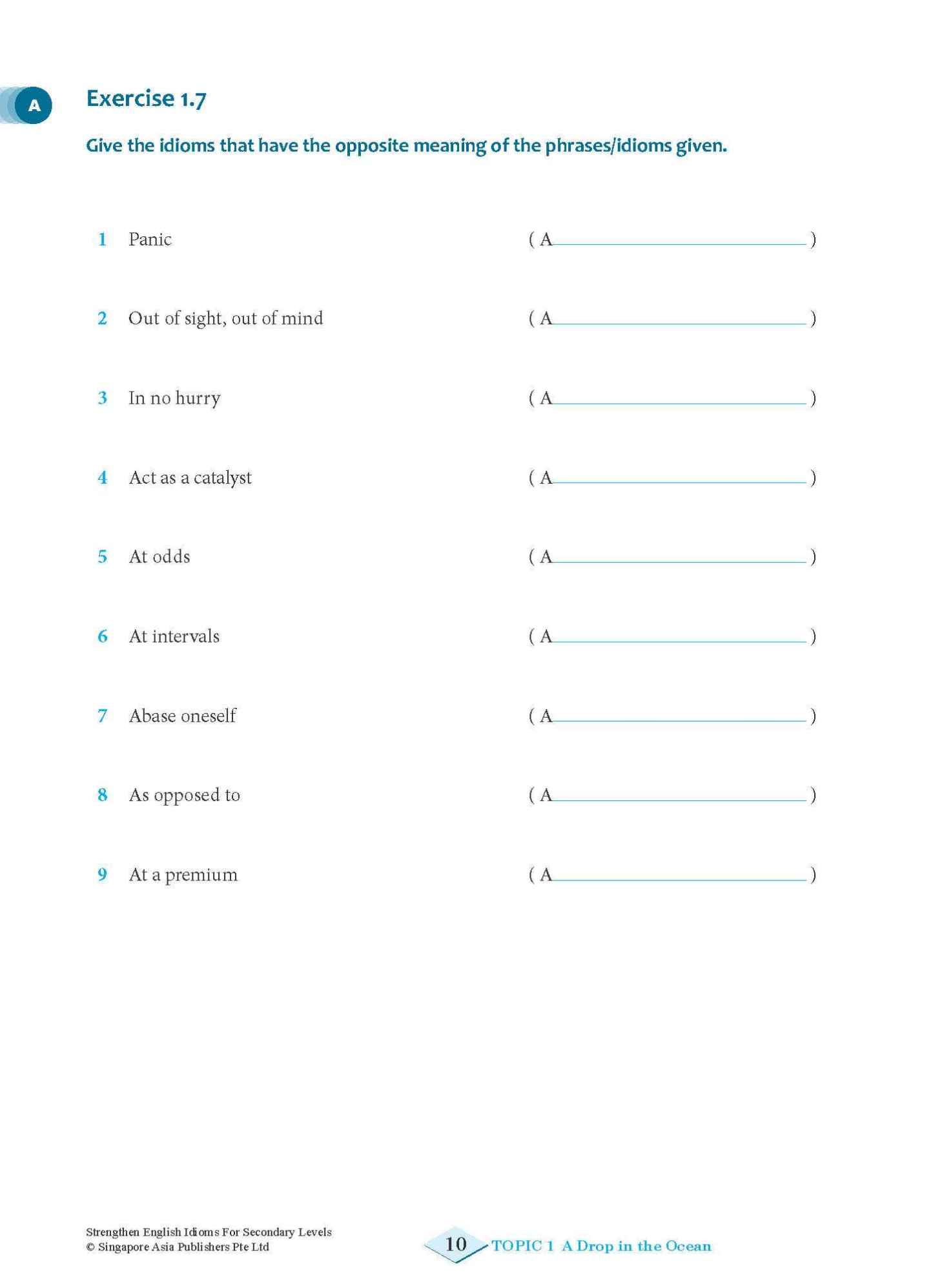 Strengthen English IDIOMS FOR SECONDARY LEVELS