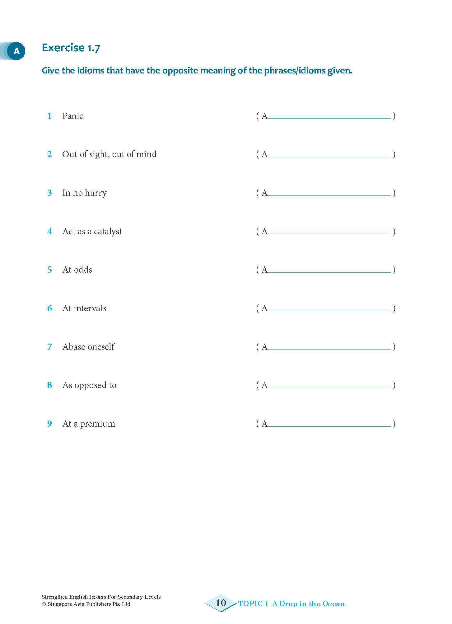 Strengthen English IDIOMS FOR SECONDARY LEVELS