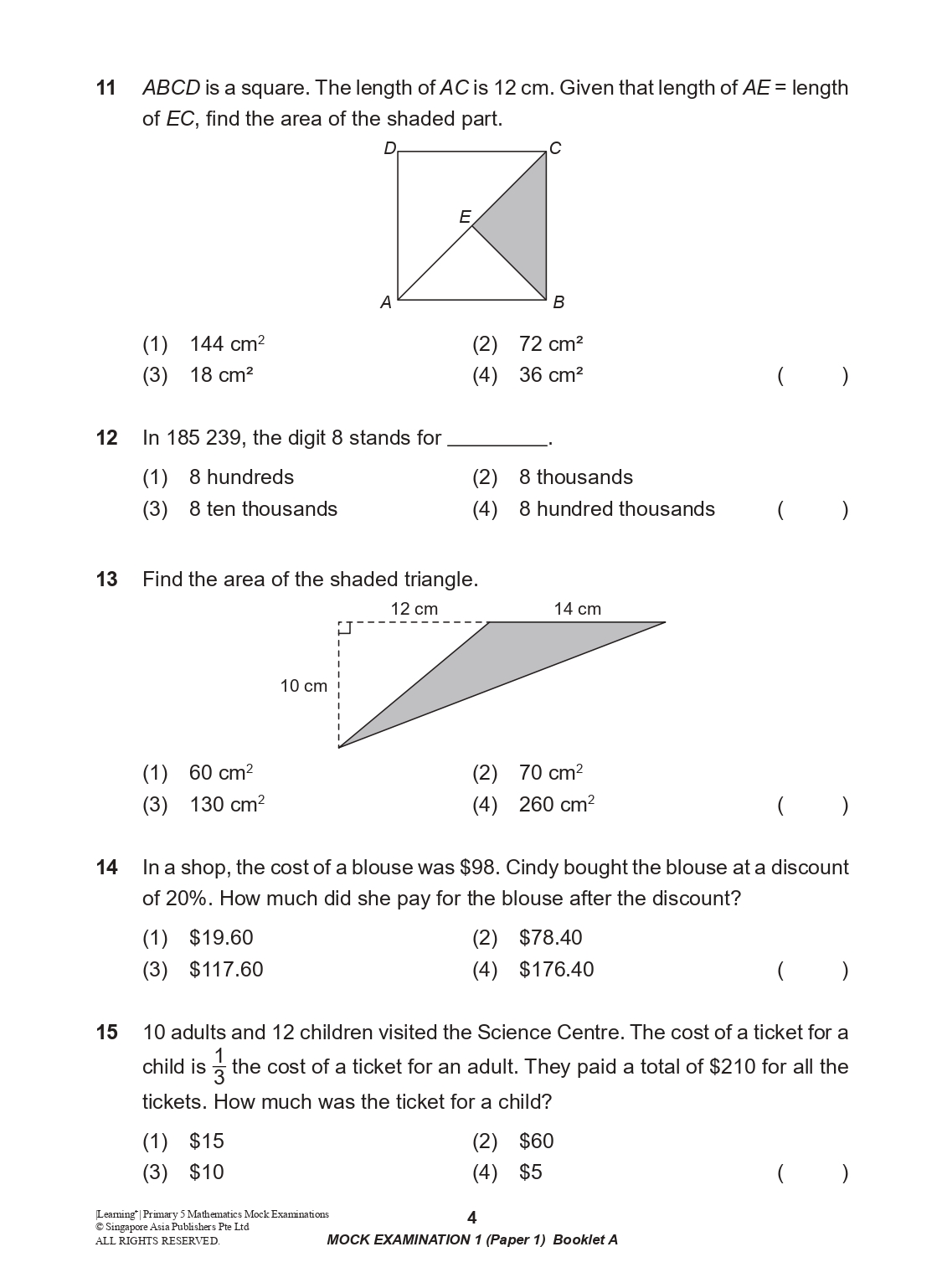 LEARNING+ Primary 5 Mathematics Mock Examinations