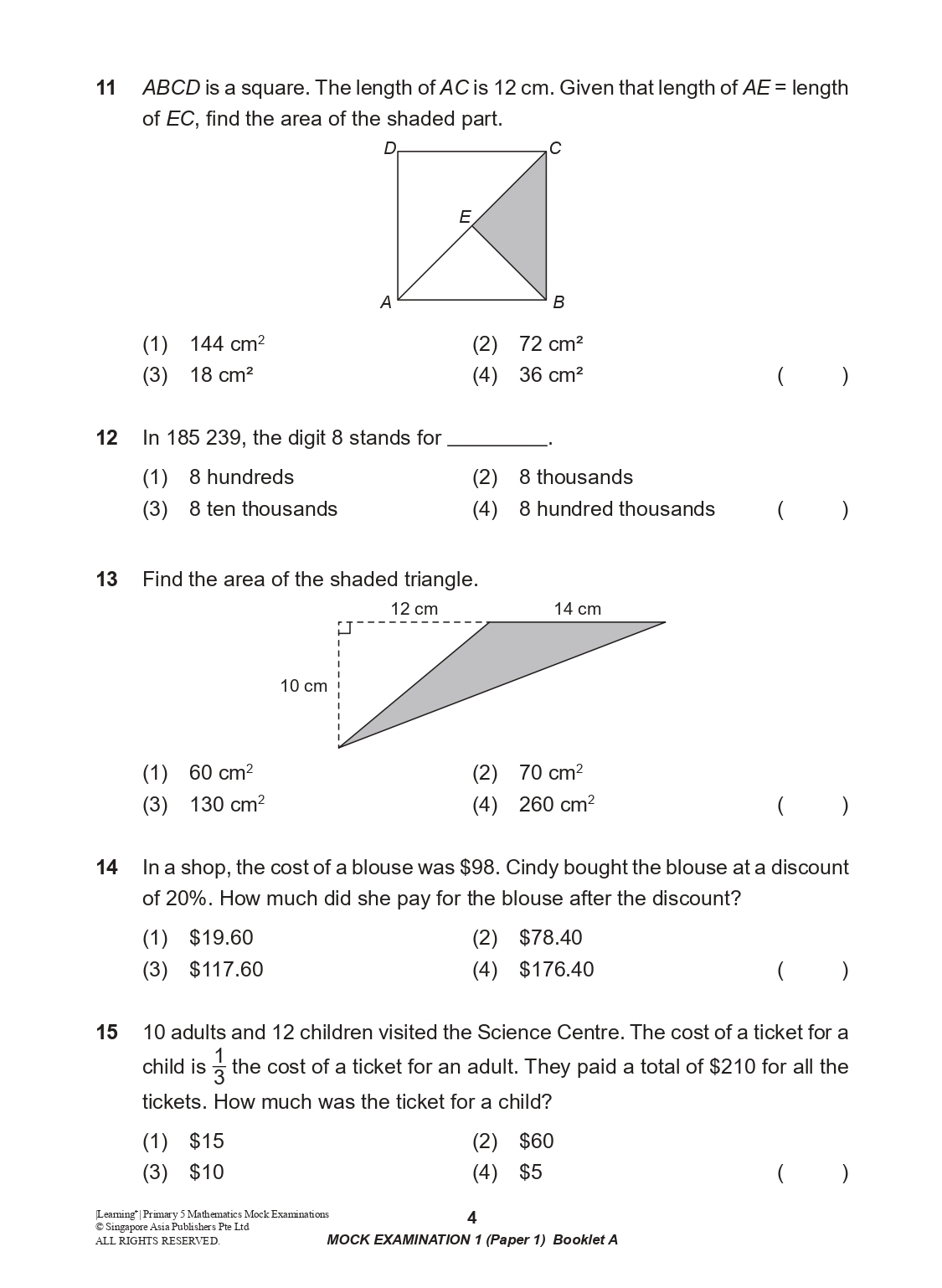 LEARNING+ Primary 5 Mathematics Mock Examinations