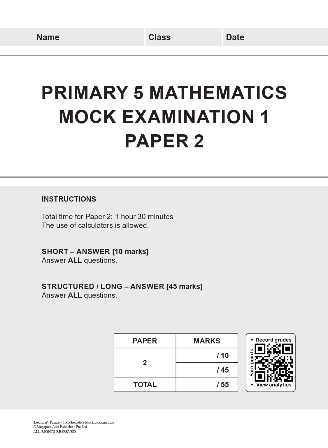 LEARNING+ Primary 5 Mathematics Mock Examinations