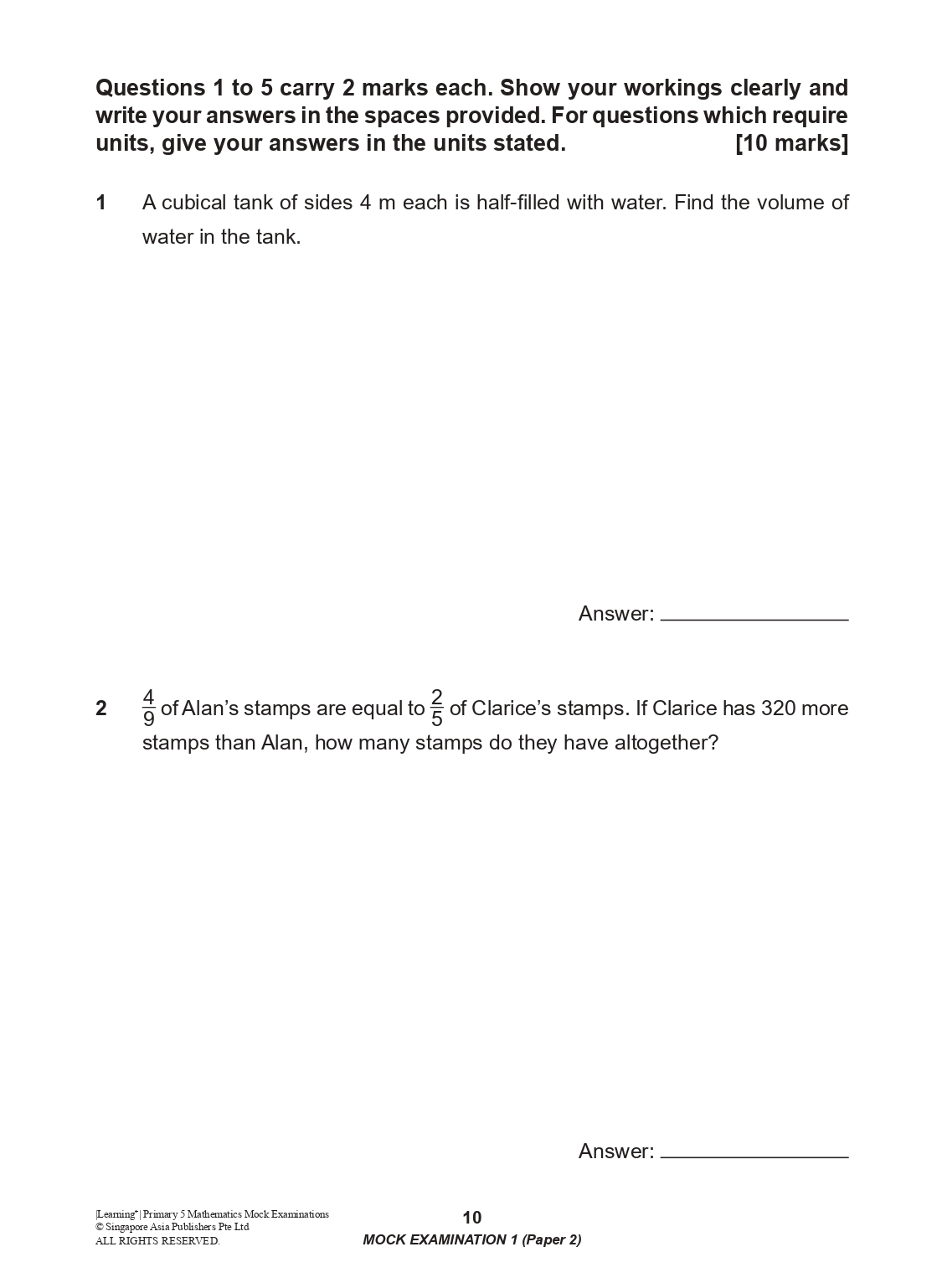 LEARNING+ Primary 5 Mathematics Mock Examinations
