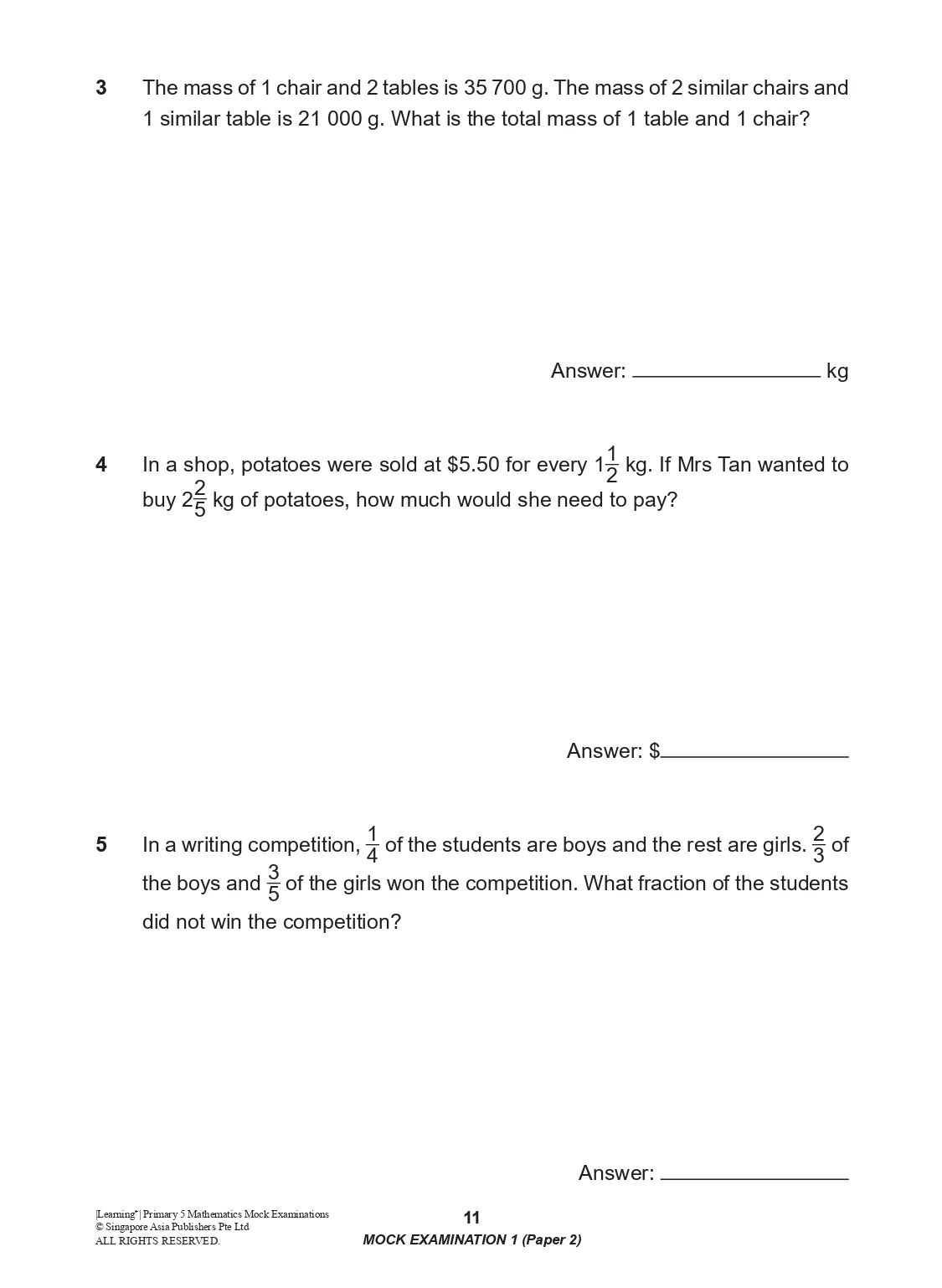LEARNING+ Primary 5 Mathematics Mock Examinations