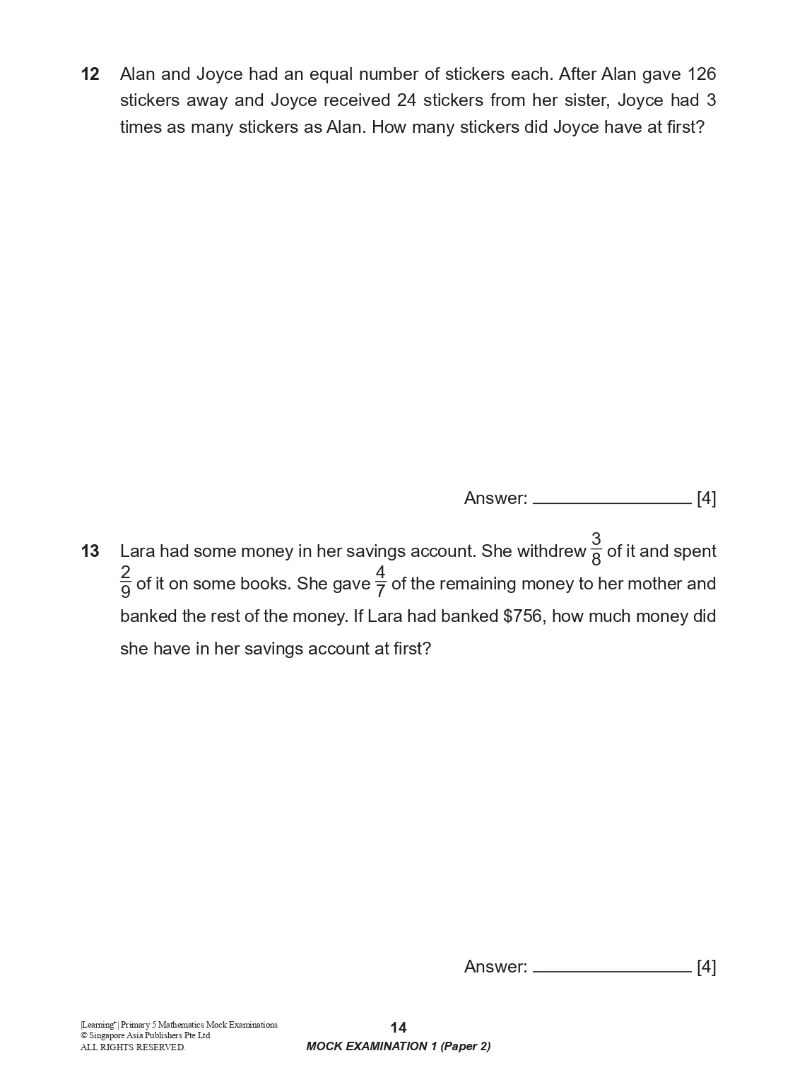 LEARNING+ Primary 5 Mathematics Mock Examinations