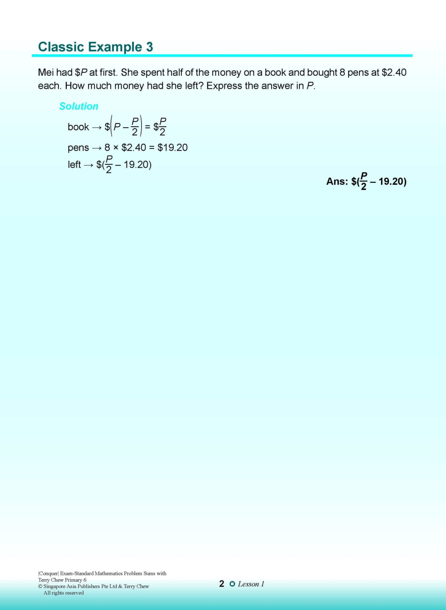 Conquer EXAM-STANDARD Mathematics PROBLEM SUMS with Terry Chew Primary 6