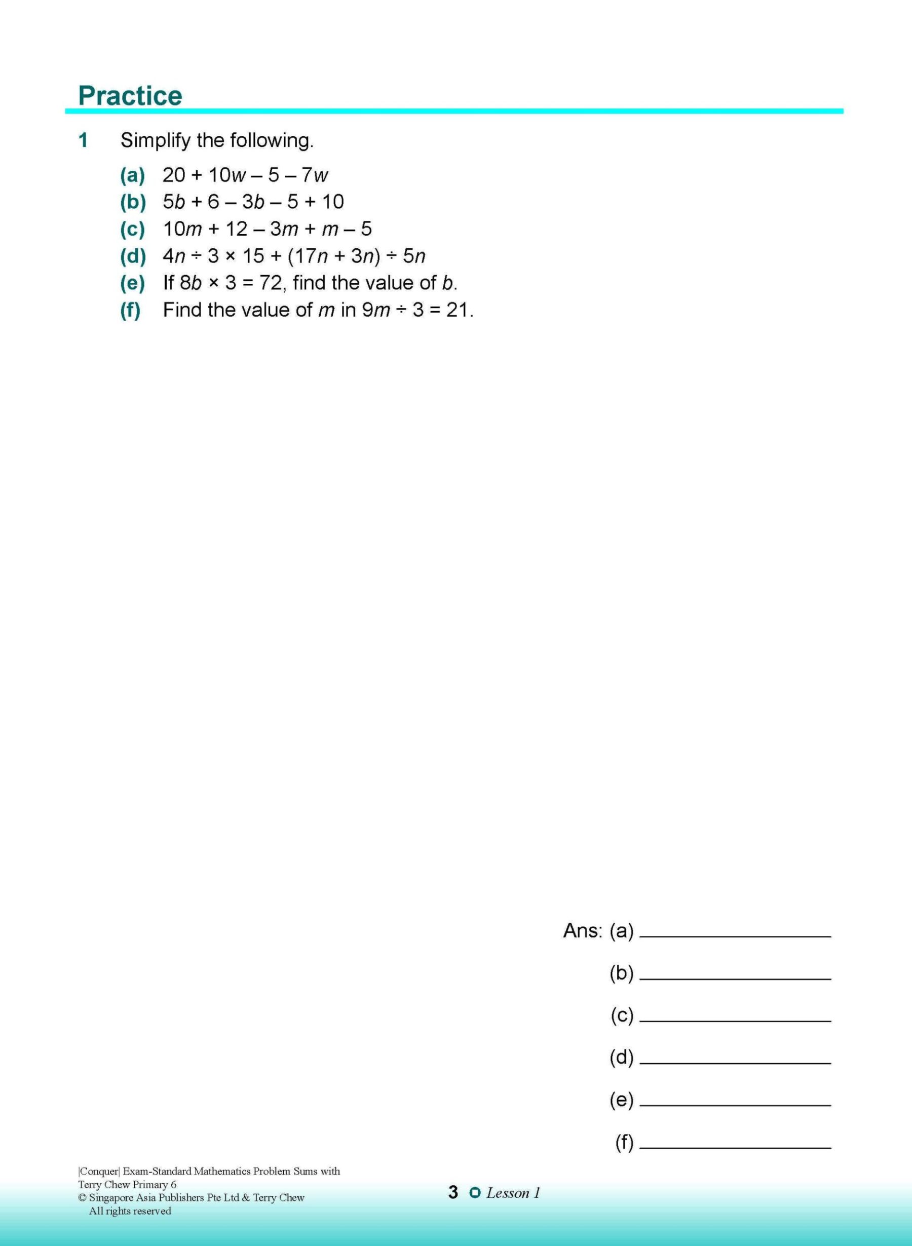 Conquer EXAM-STANDARD Mathematics PROBLEM SUMS with Terry Chew Primary 6