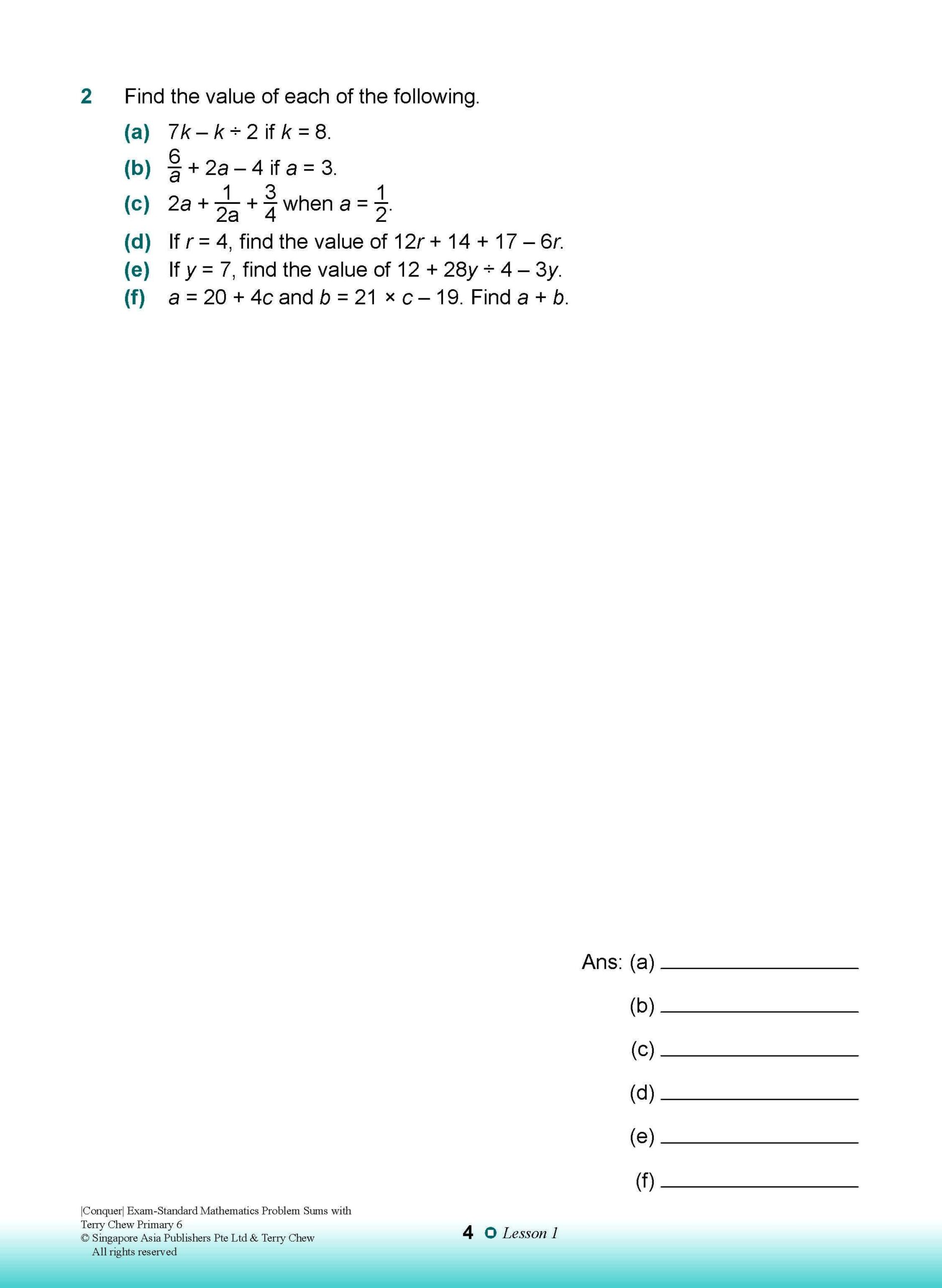 Conquer EXAM-STANDARD Mathematics PROBLEM SUMS with Terry Chew Primary 6