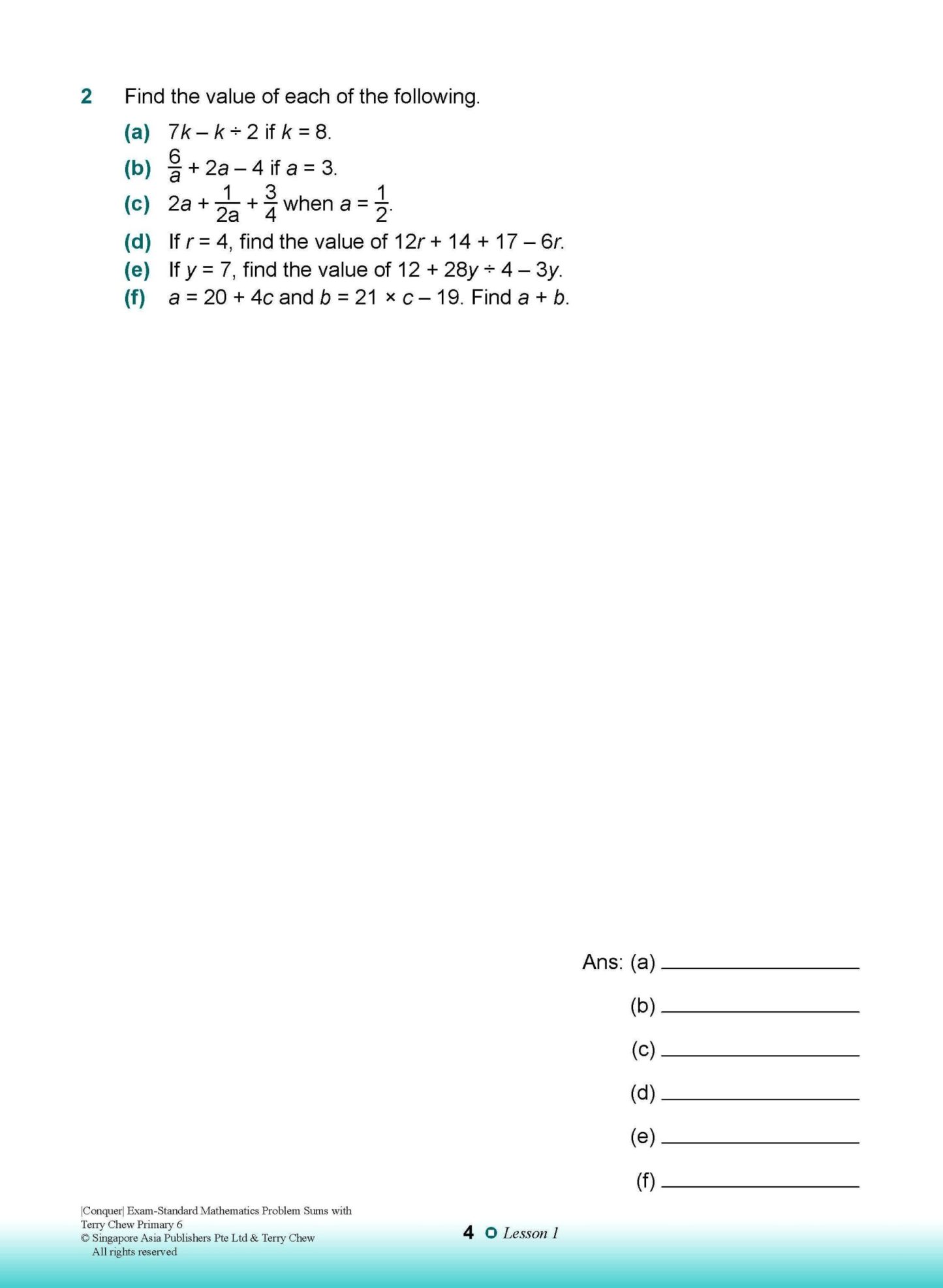 Conquer EXAM-STANDARD Mathematics PROBLEM SUMS with Terry Chew Primary 6