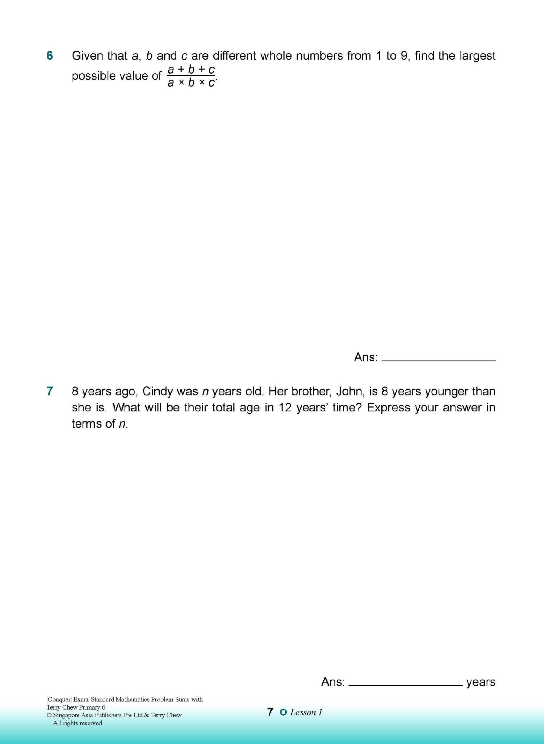Conquer EXAM-STANDARD Mathematics PROBLEM SUMS with Terry Chew Primary 6