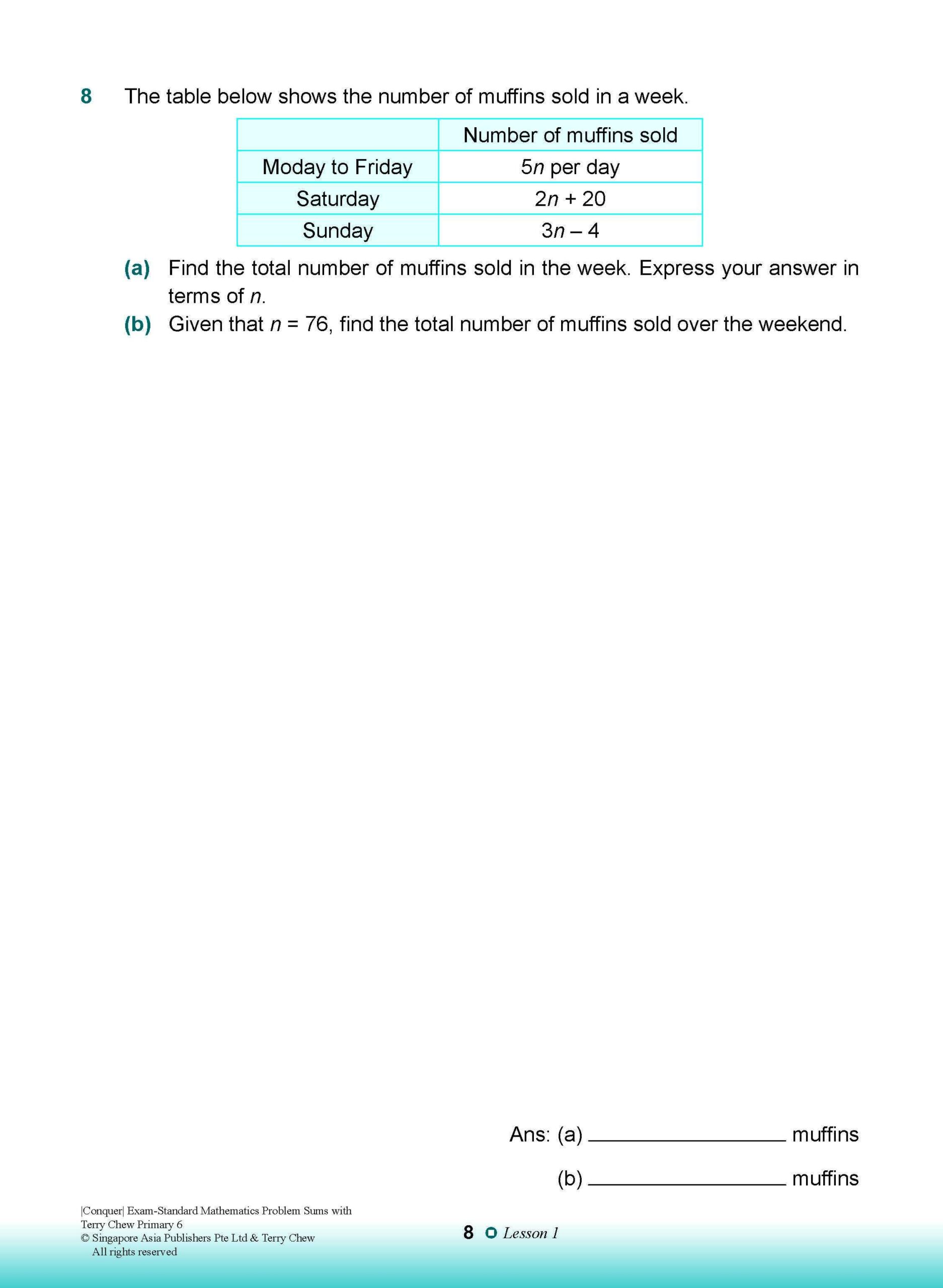 Conquer EXAM-STANDARD Mathematics PROBLEM SUMS with Terry Chew Primary 6