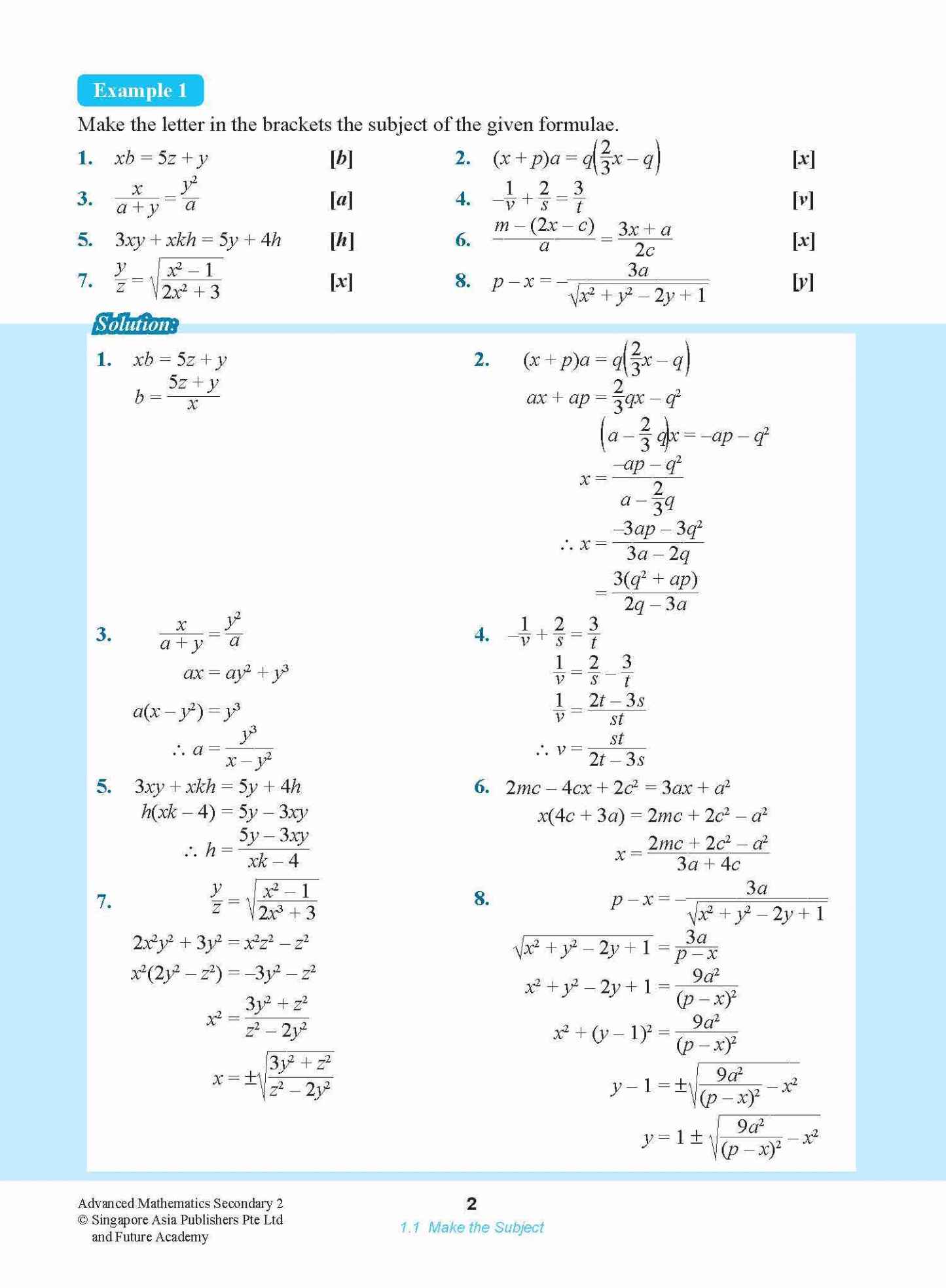 ADVANCED MATHEMATICS FOR G3 AND IP STUDENTS SECONDARY 2