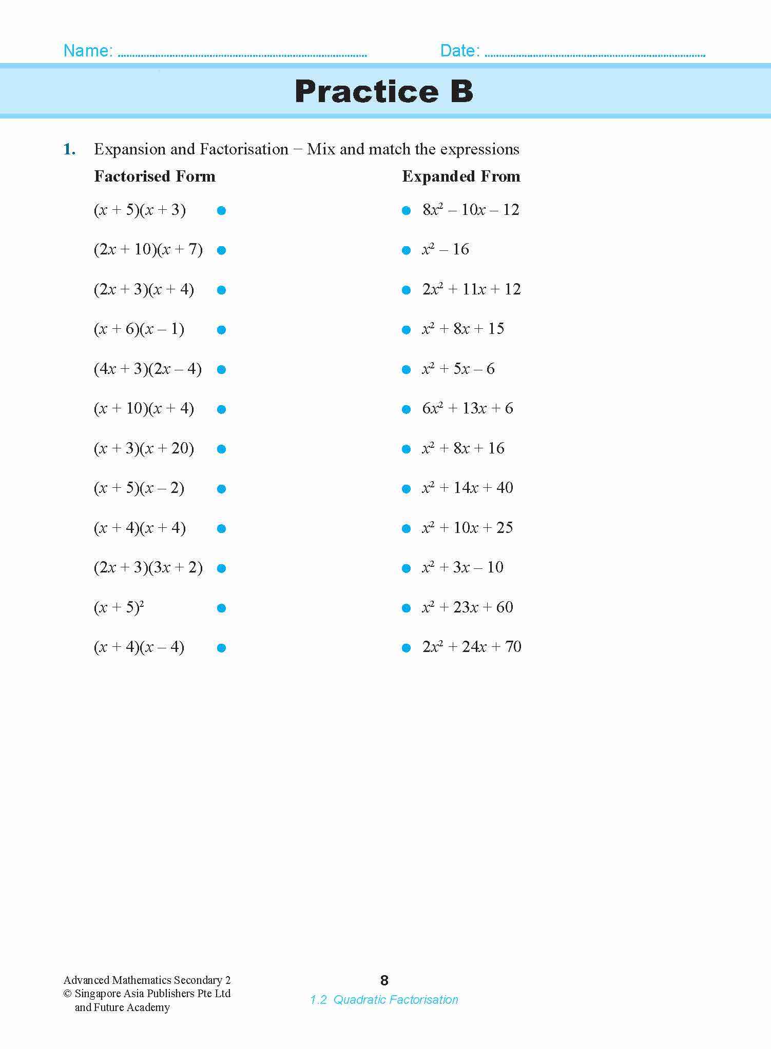 ADVANCED MATHEMATICS FOR G3 AND IP STUDENTS SECONDARY 2