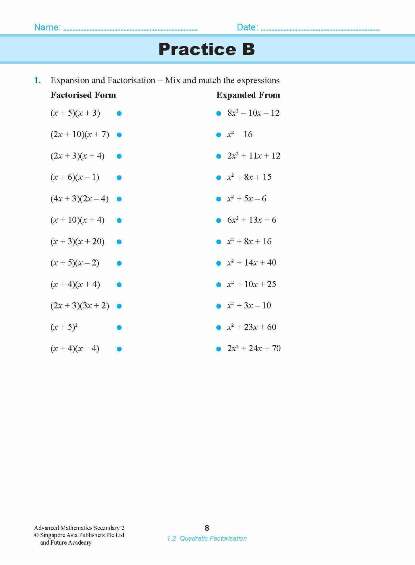 ADVANCED MATHEMATICS FOR G3 AND IP STUDENTS SECONDARY 2