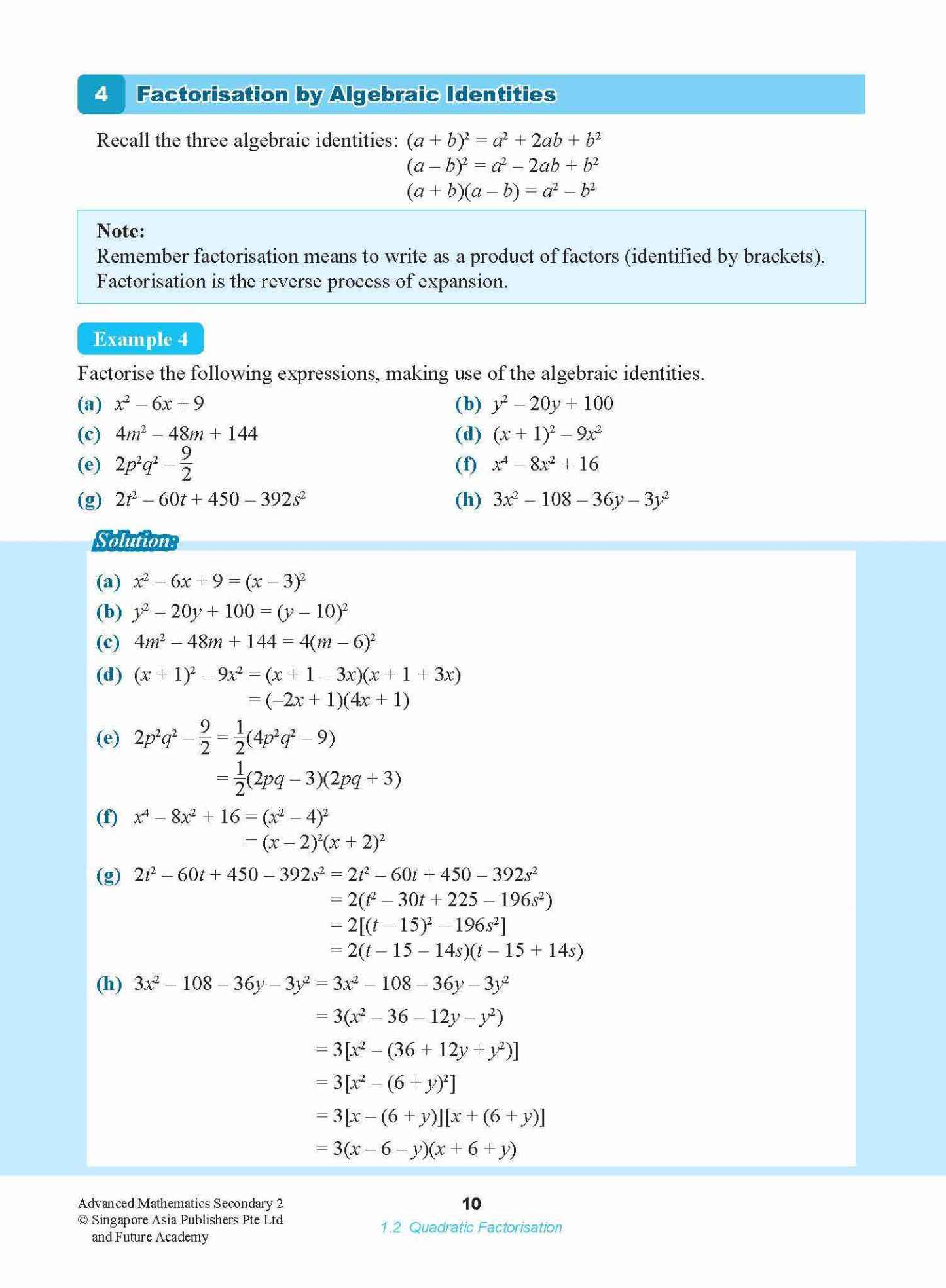 ADVANCED MATHEMATICS FOR G3 AND IP STUDENTS SECONDARY 2