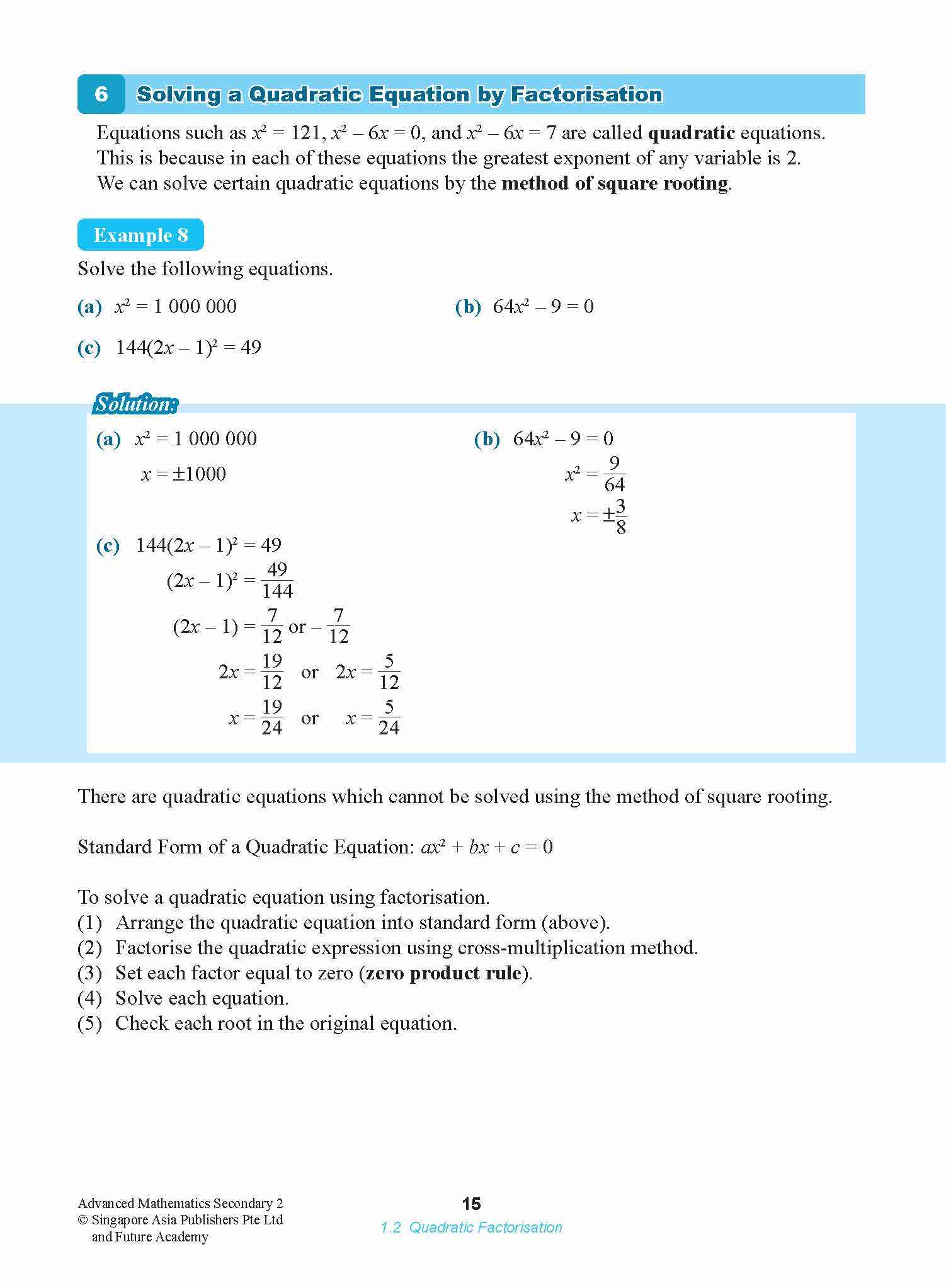 ADVANCED MATHEMATICS FOR G3 AND IP STUDENTS SECONDARY 2