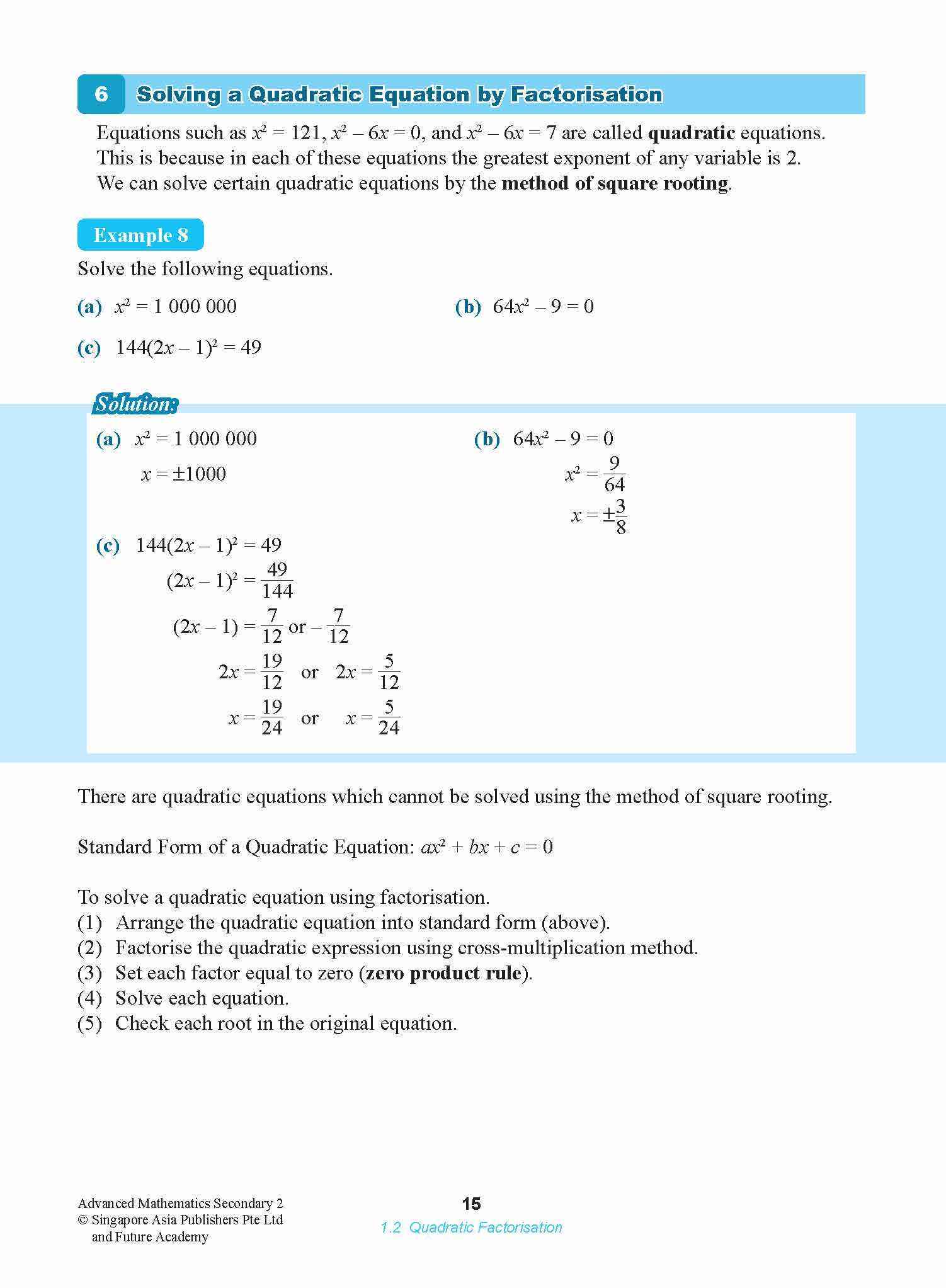 ADVANCED MATHEMATICS FOR G3 AND IP STUDENTS SECONDARY 2
