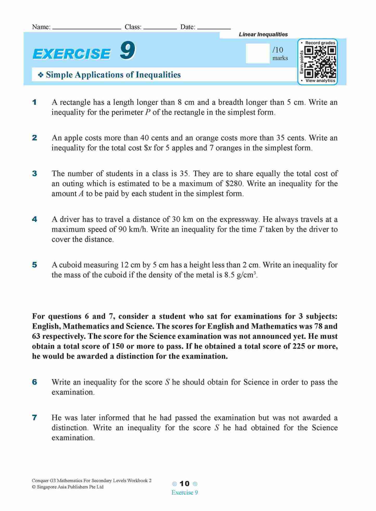 Conquer G3 Mathematics For Secondary Levels Workbook 2