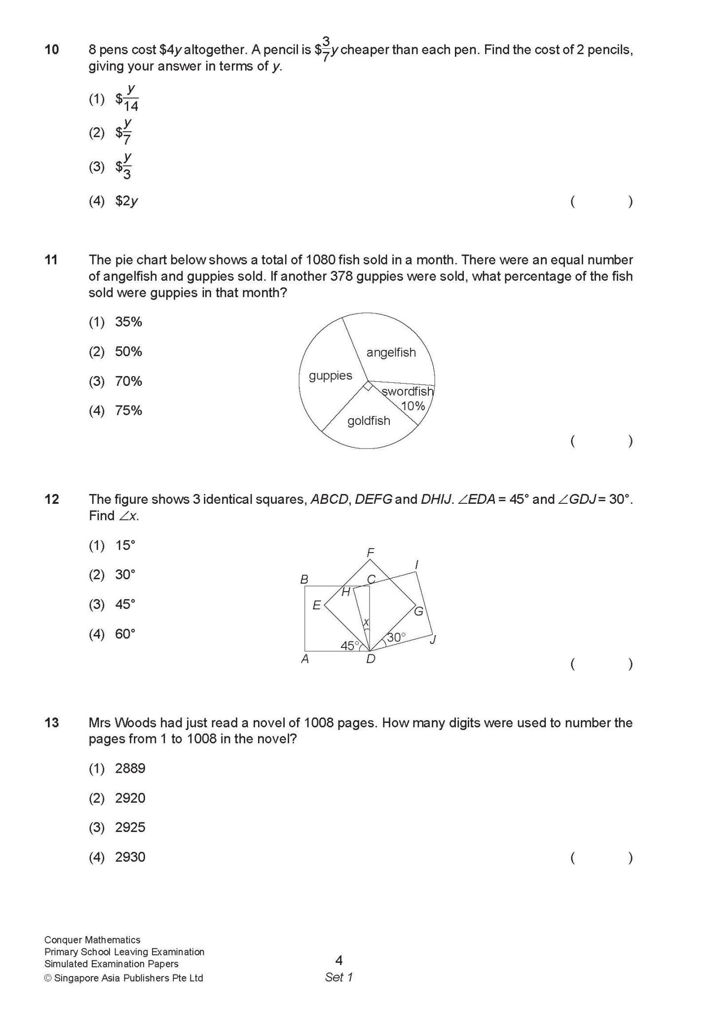 Conquer Mathematics Primary School Leaving Examination – Simulated Examination Papers 