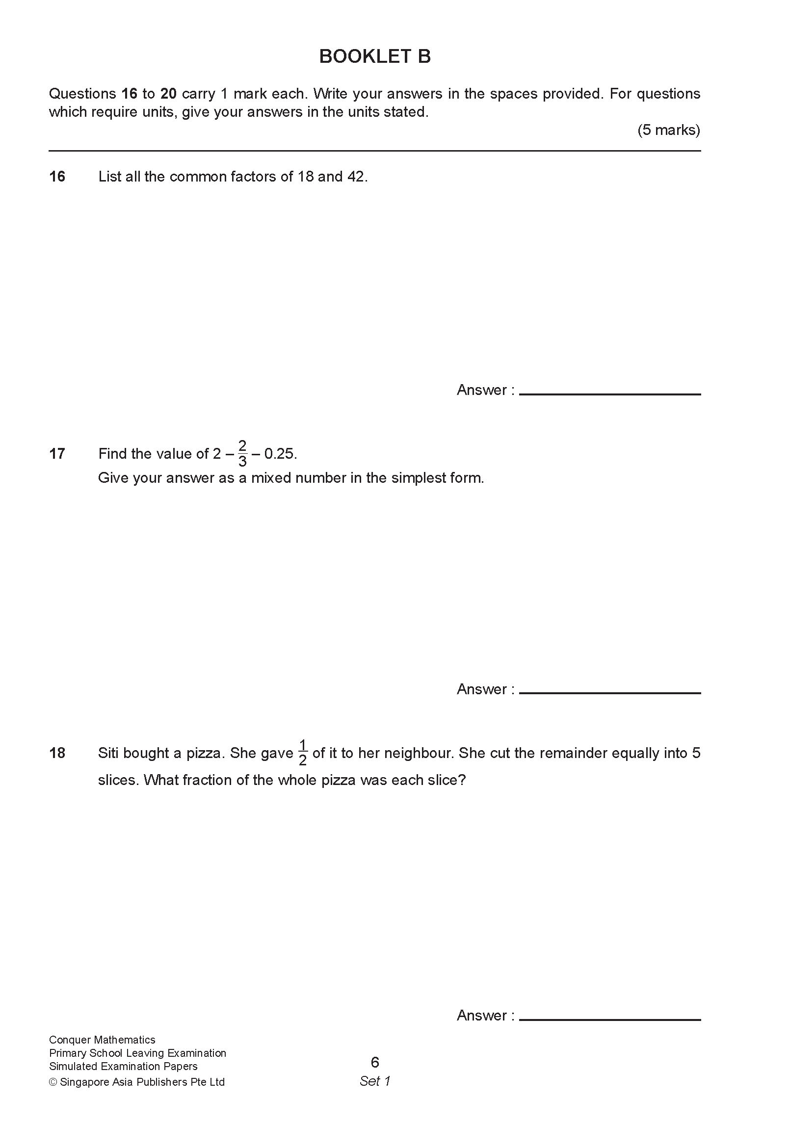 Conquer Mathematics Primary School Leaving Examination – Simulated Examination Papers 