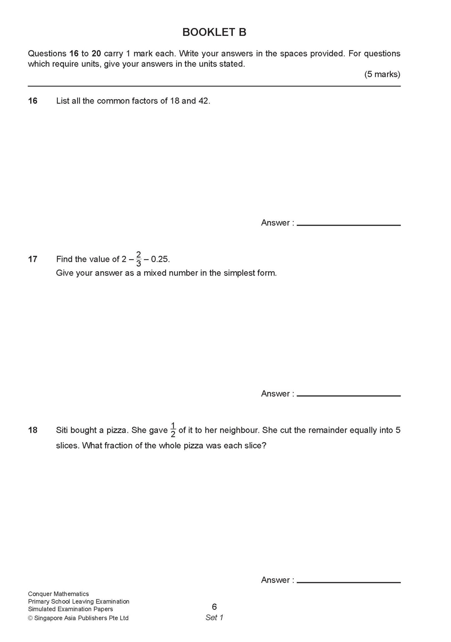 Conquer Mathematics Primary School Leaving Examination – Simulated Examination Papers 