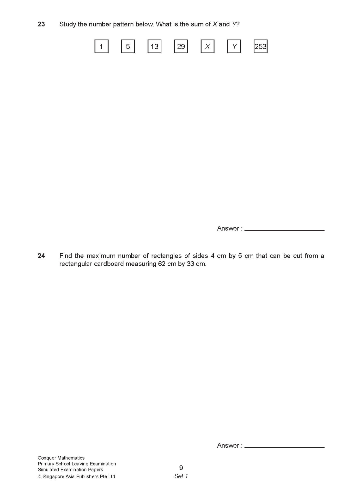 Conquer Mathematics Primary School Leaving Examination – Simulated Examination Papers 