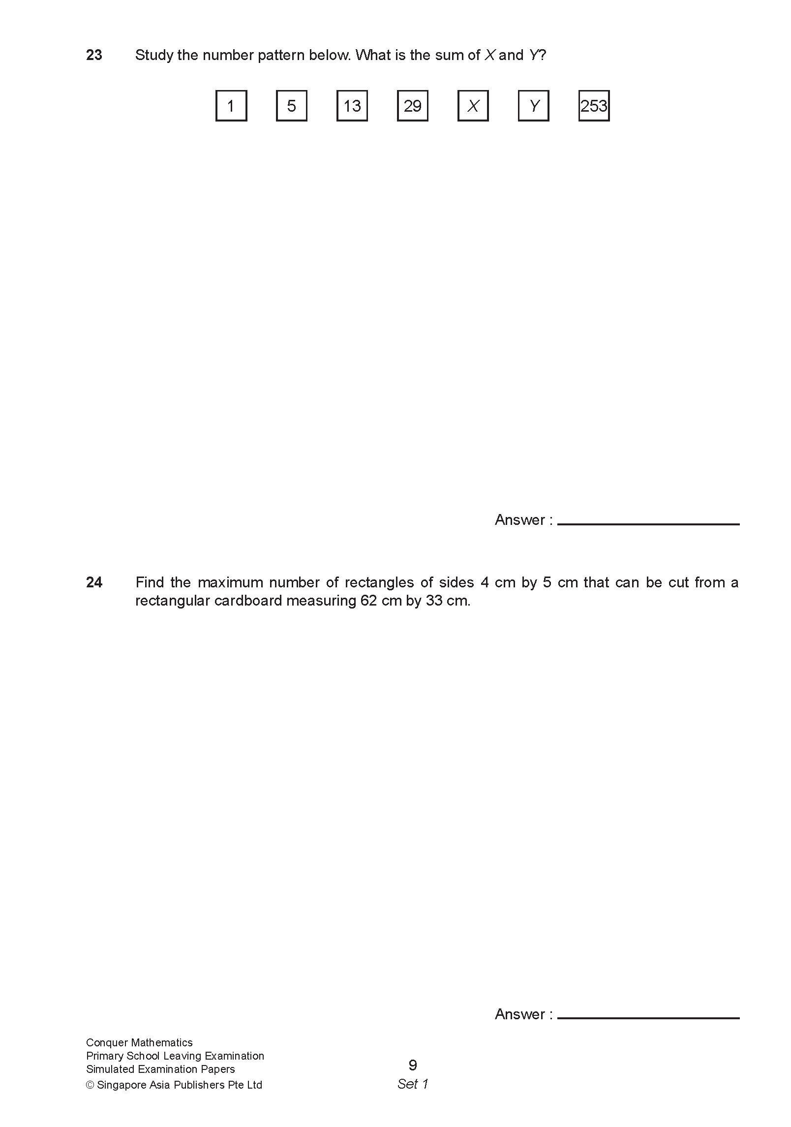 Conquer Mathematics Primary School Leaving Examination – Simulated Examination Papers 