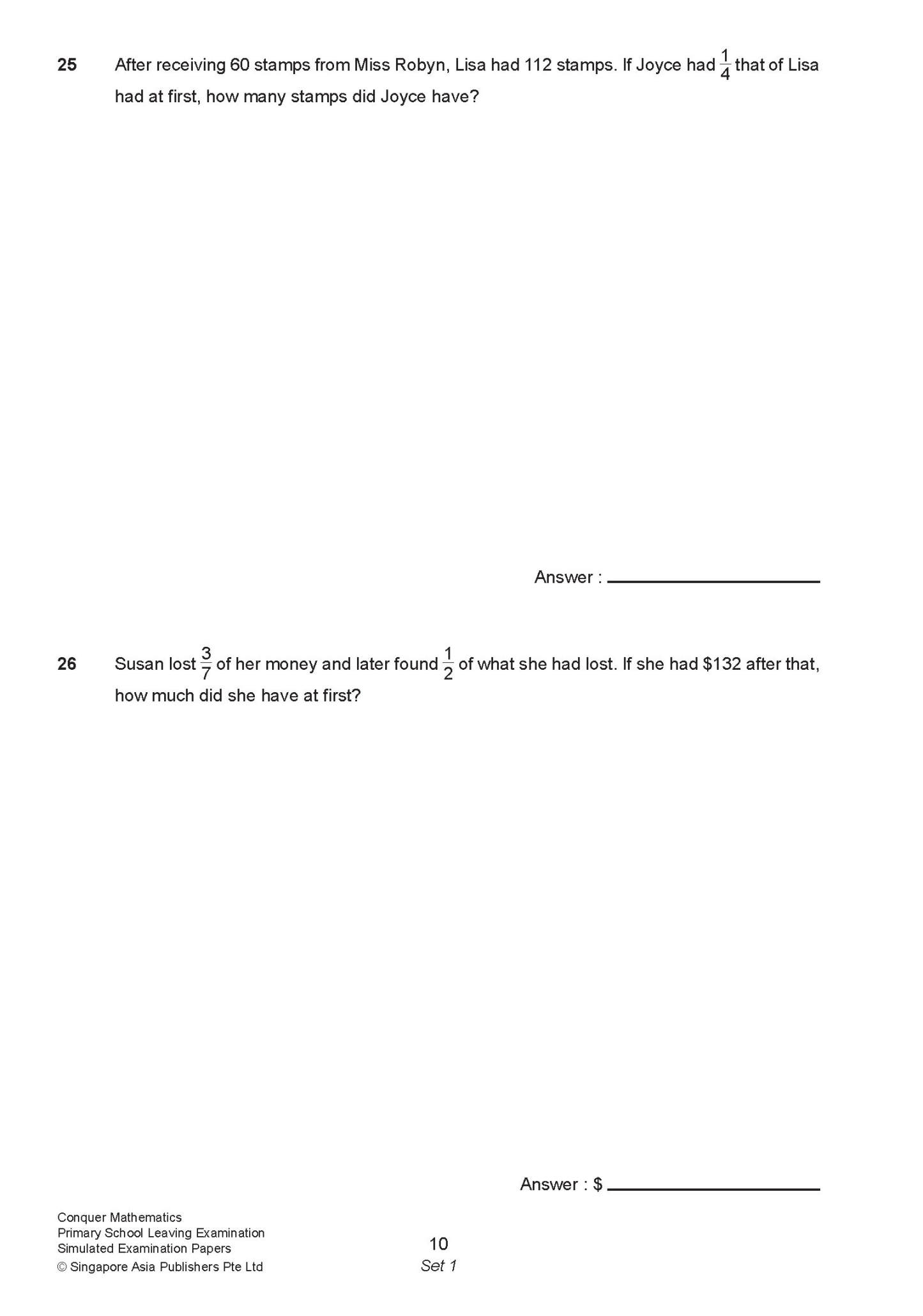 Conquer Mathematics Primary School Leaving Examination – Simulated Examination Papers 