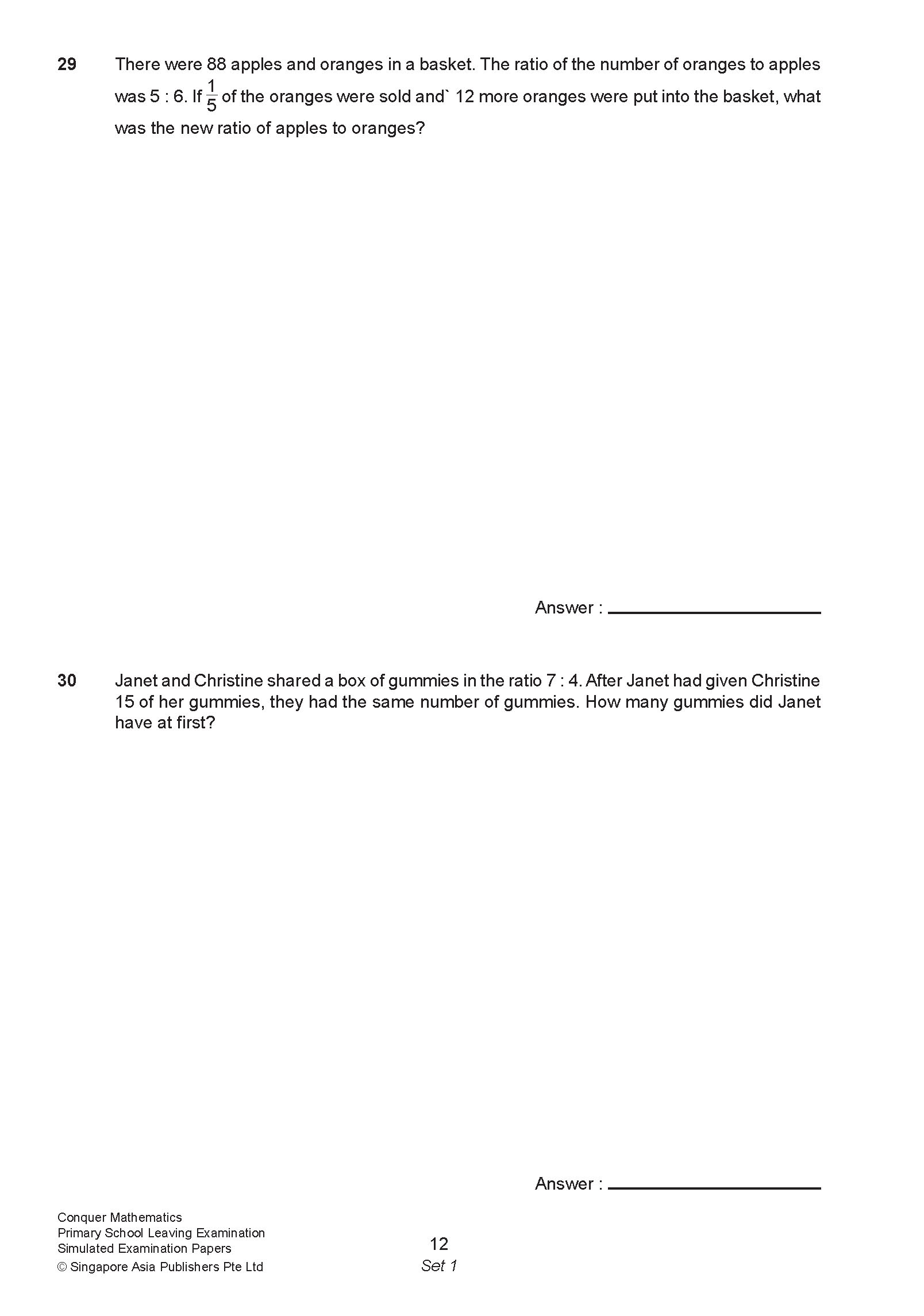 Conquer Mathematics Primary School Leaving Examination – Simulated Examination Papers 