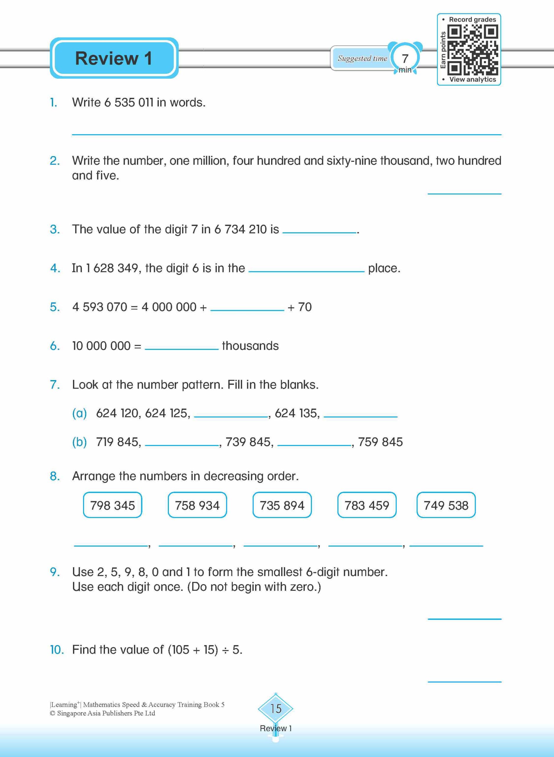 LEARNING+ Mathematics Speed & Accuracy Training Book 5