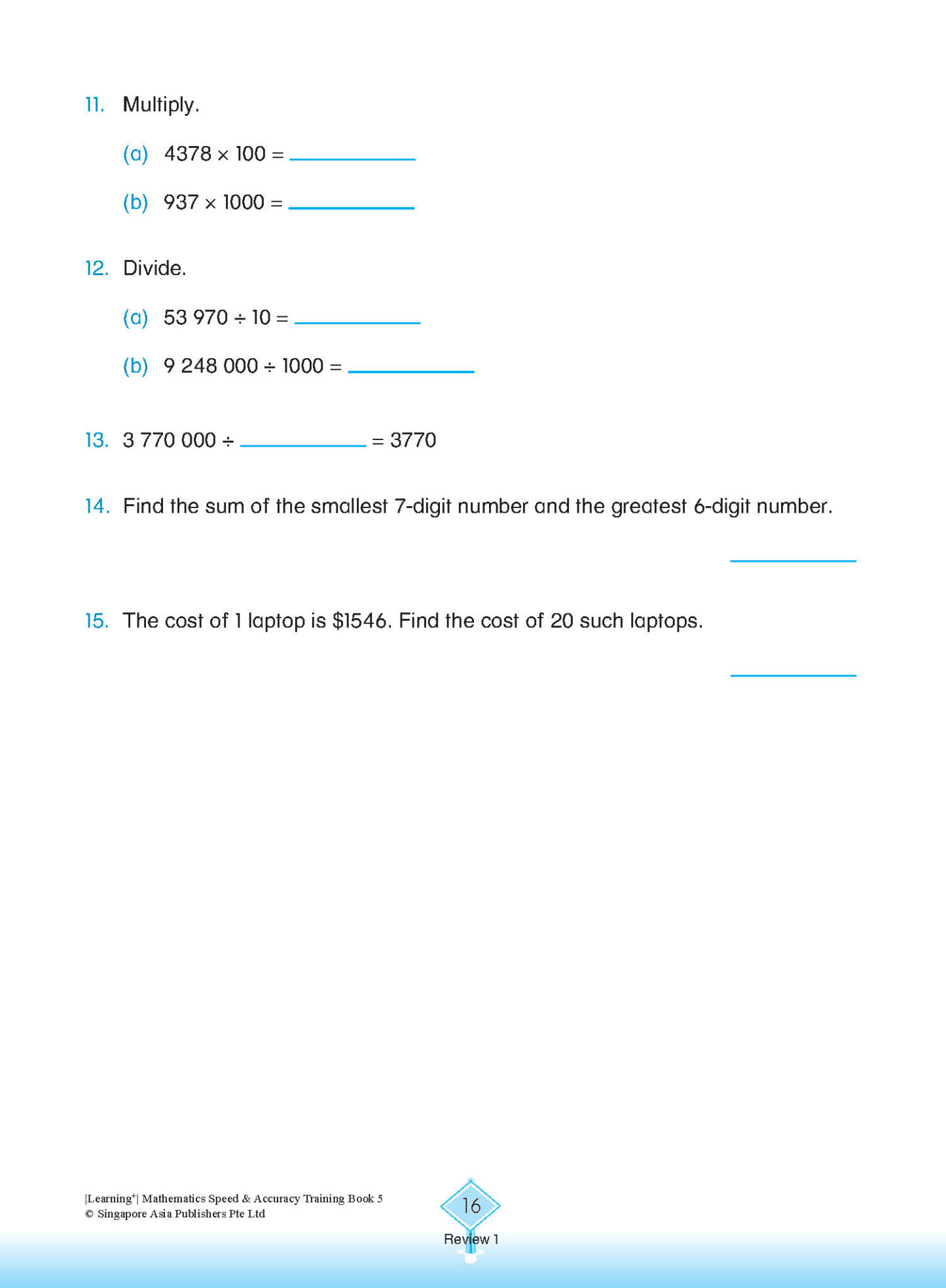LEARNING+ Mathematics Speed & Accuracy Training Book 5