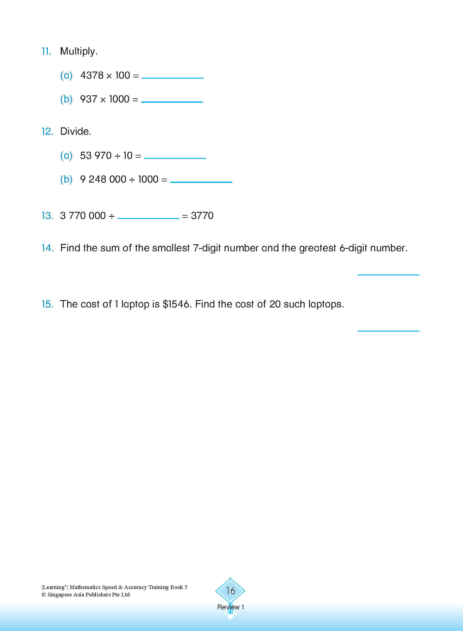 LEARNING+ Mathematics Speed & Accuracy Training Book 5