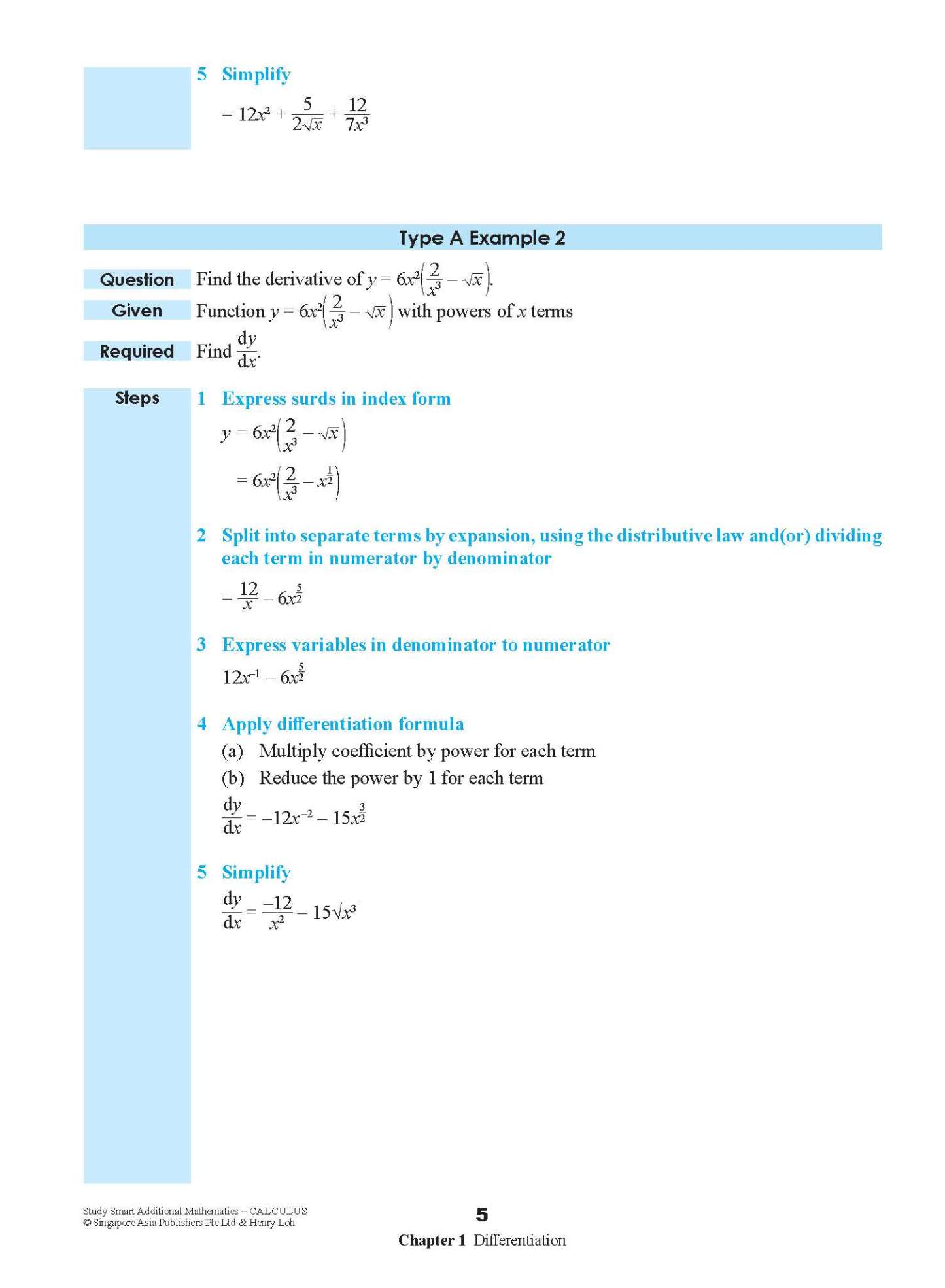 STUDY SMART Additional Mathematics CALCULUS For Upper Secondary Levels