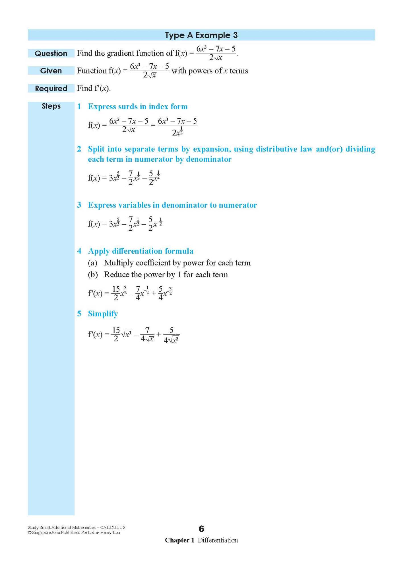 STUDY SMART Additional Mathematics CALCULUS For Upper Secondary Levels