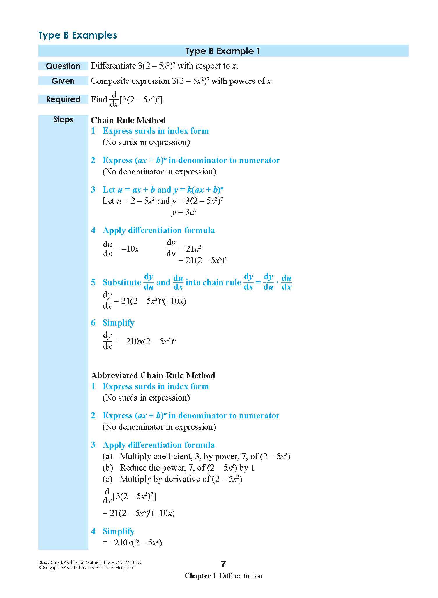 STUDY SMART Additional Mathematics CALCULUS For Upper Secondary Levels