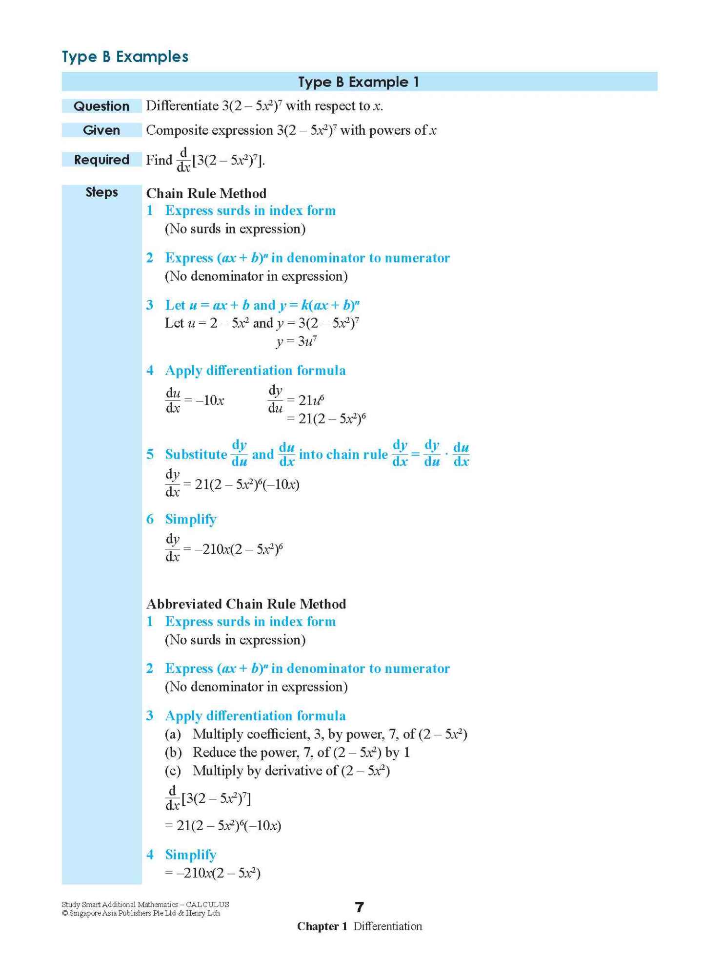 STUDY SMART Additional Mathematics CALCULUS For Upper Secondary Levels