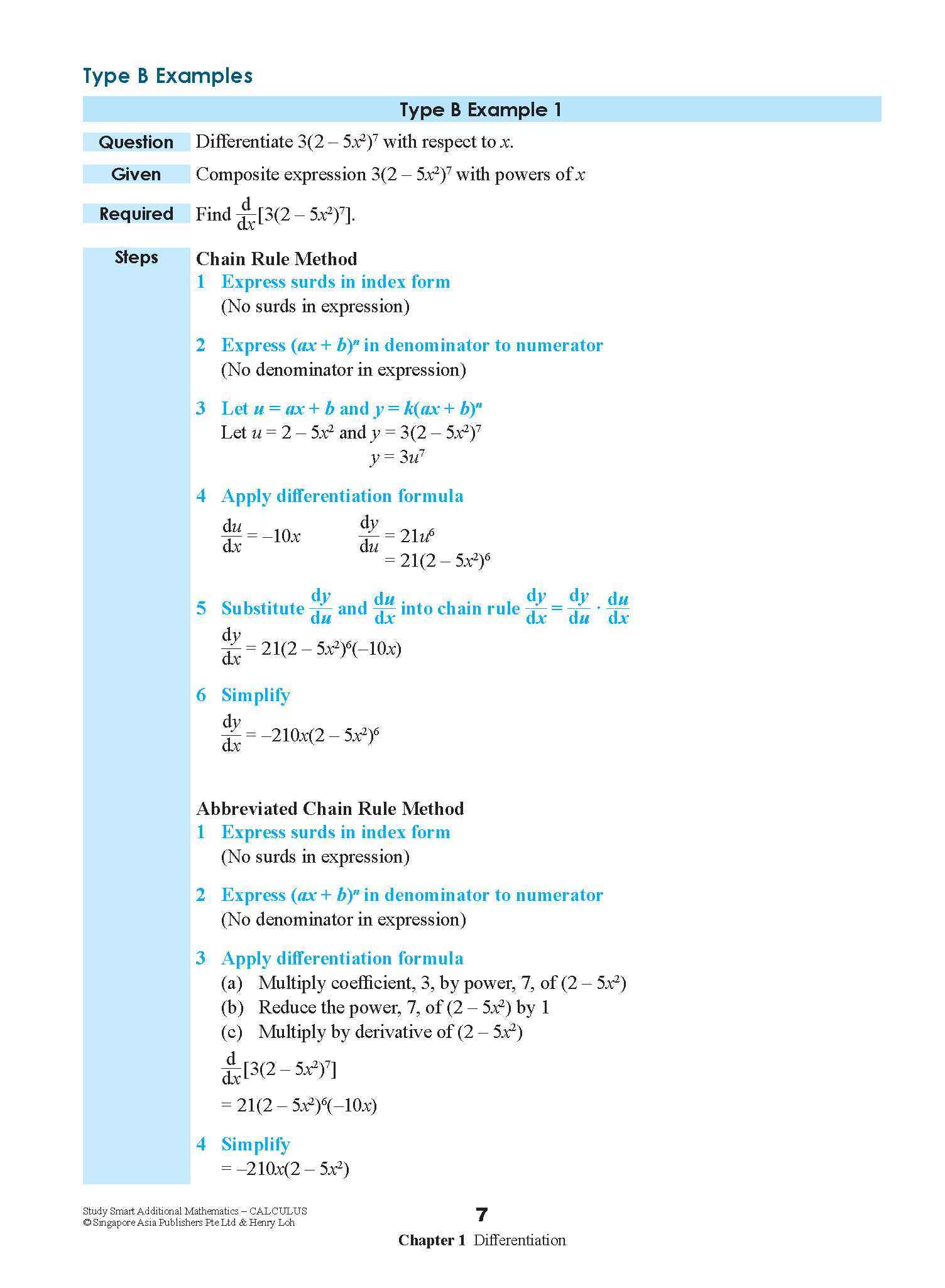 STUDY SMART Additional Mathematics CALCULUS For Upper Secondary Levels