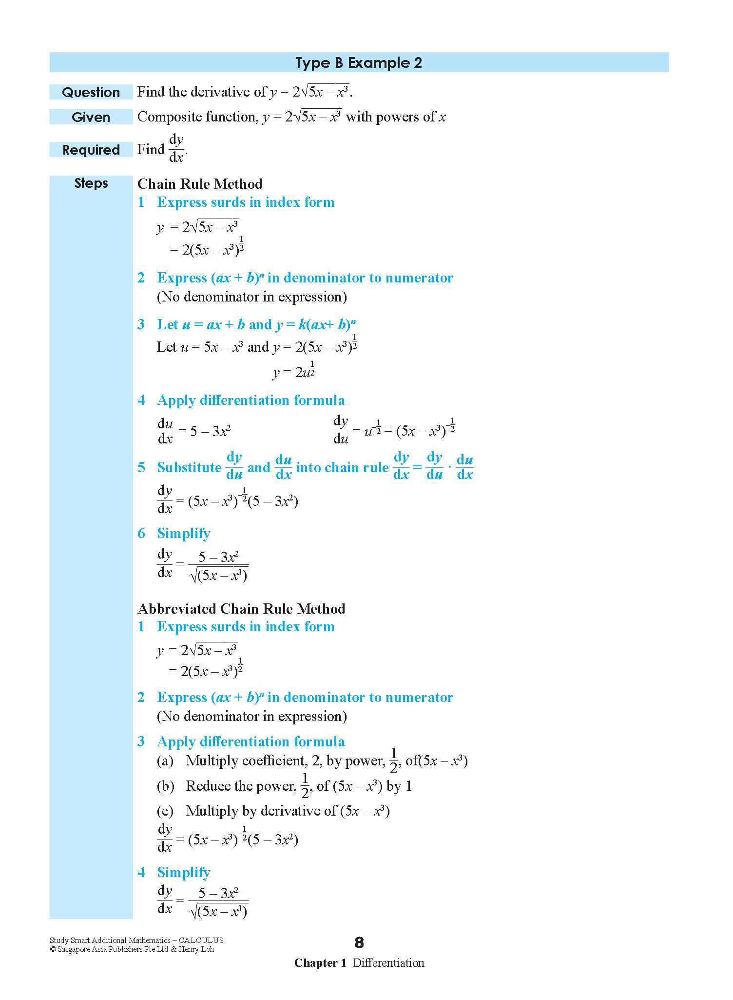 STUDY SMART Additional Mathematics CALCULUS For Upper Secondary Levels