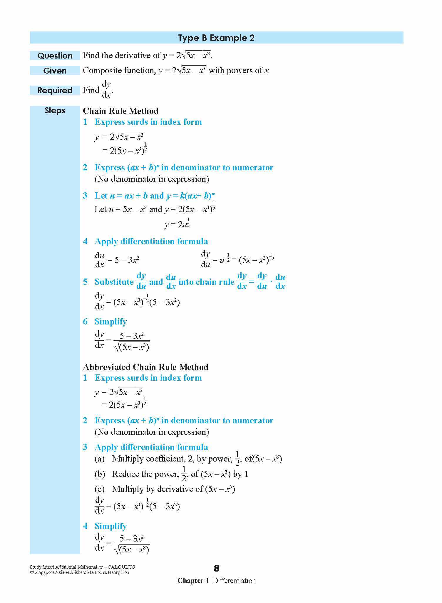 STUDY SMART Additional Mathematics CALCULUS For Upper Secondary Levels