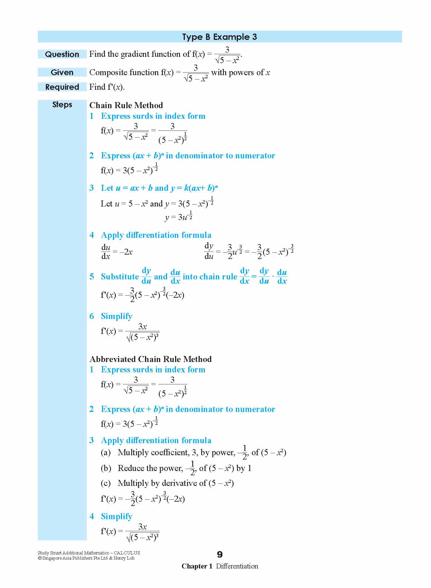 STUDY SMART Additional Mathematics CALCULUS For Upper Secondary Levels