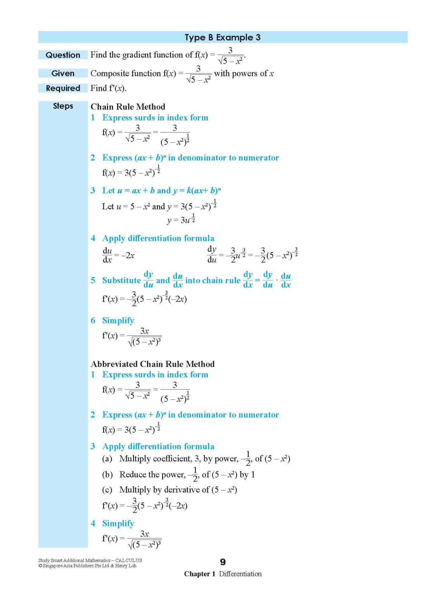 STUDY SMART Additional Mathematics CALCULUS For Upper Secondary Levels