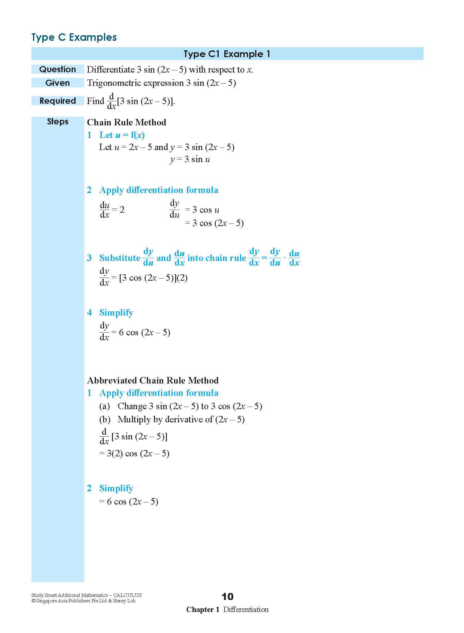 STUDY SMART Additional Mathematics CALCULUS For Upper Secondary Levels
