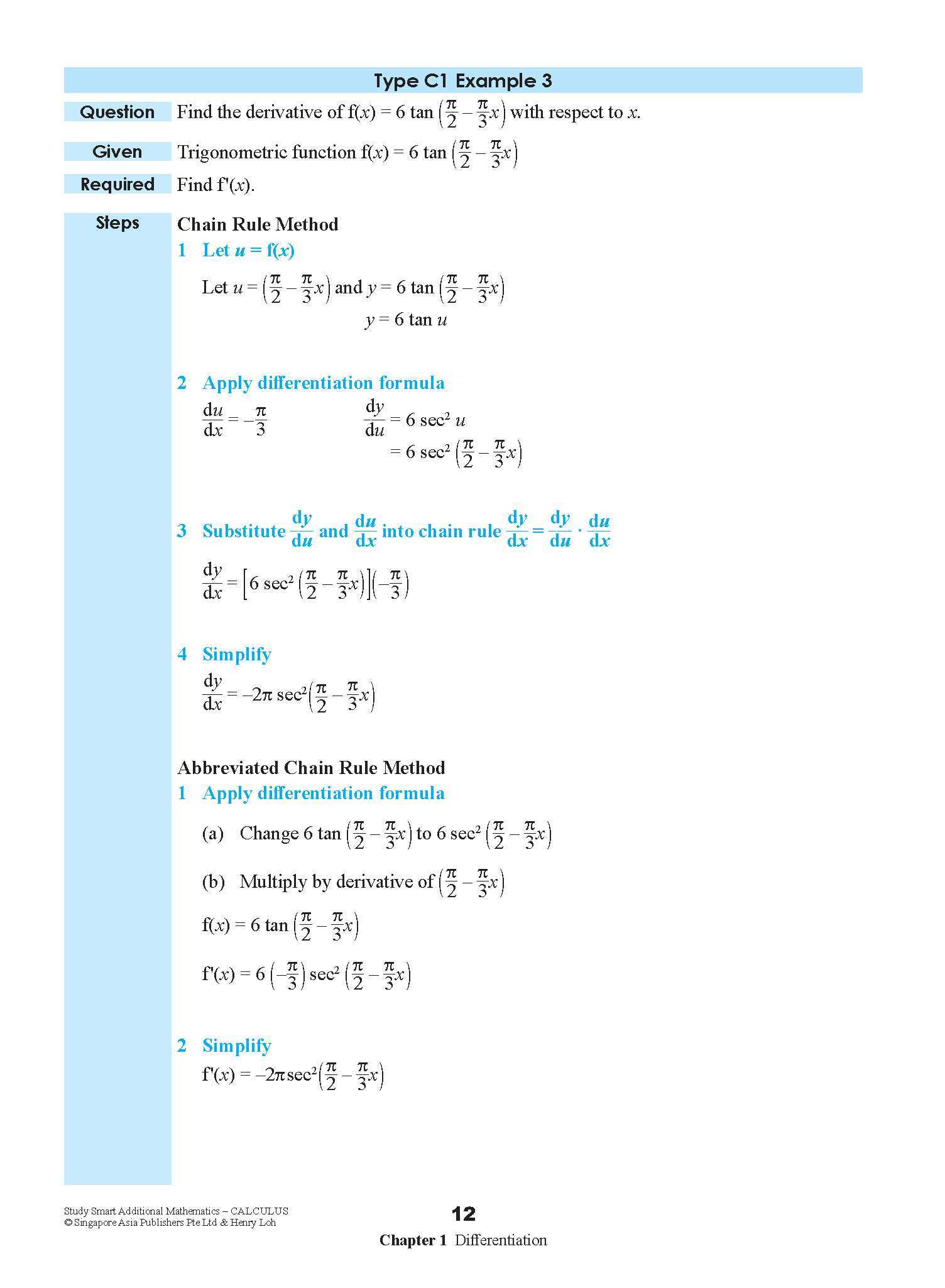 STUDY SMART Additional Mathematics CALCULUS For Upper Secondary Levels
