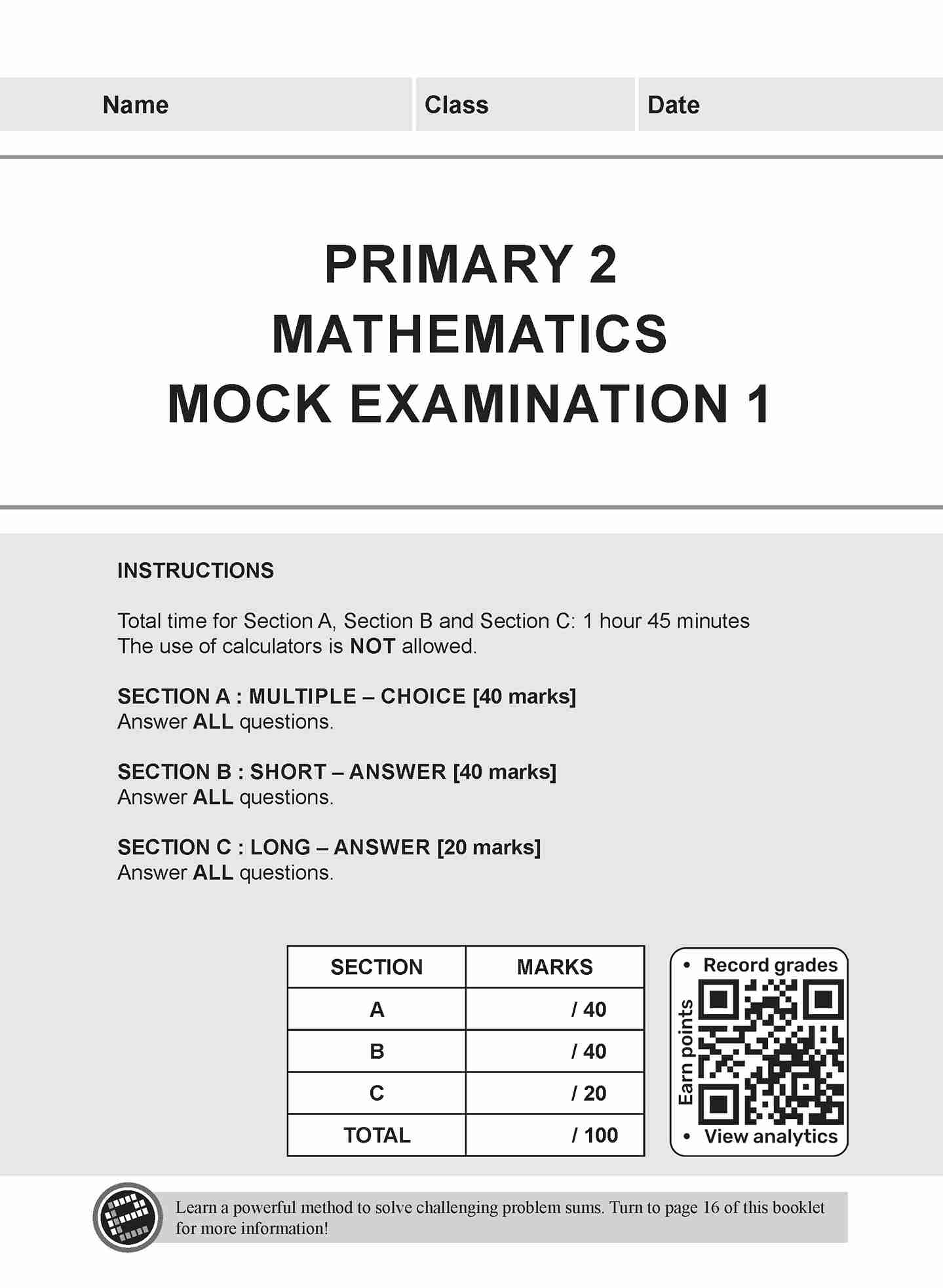 LEARNING+ Primary 2 Mathematics Mock Examinations