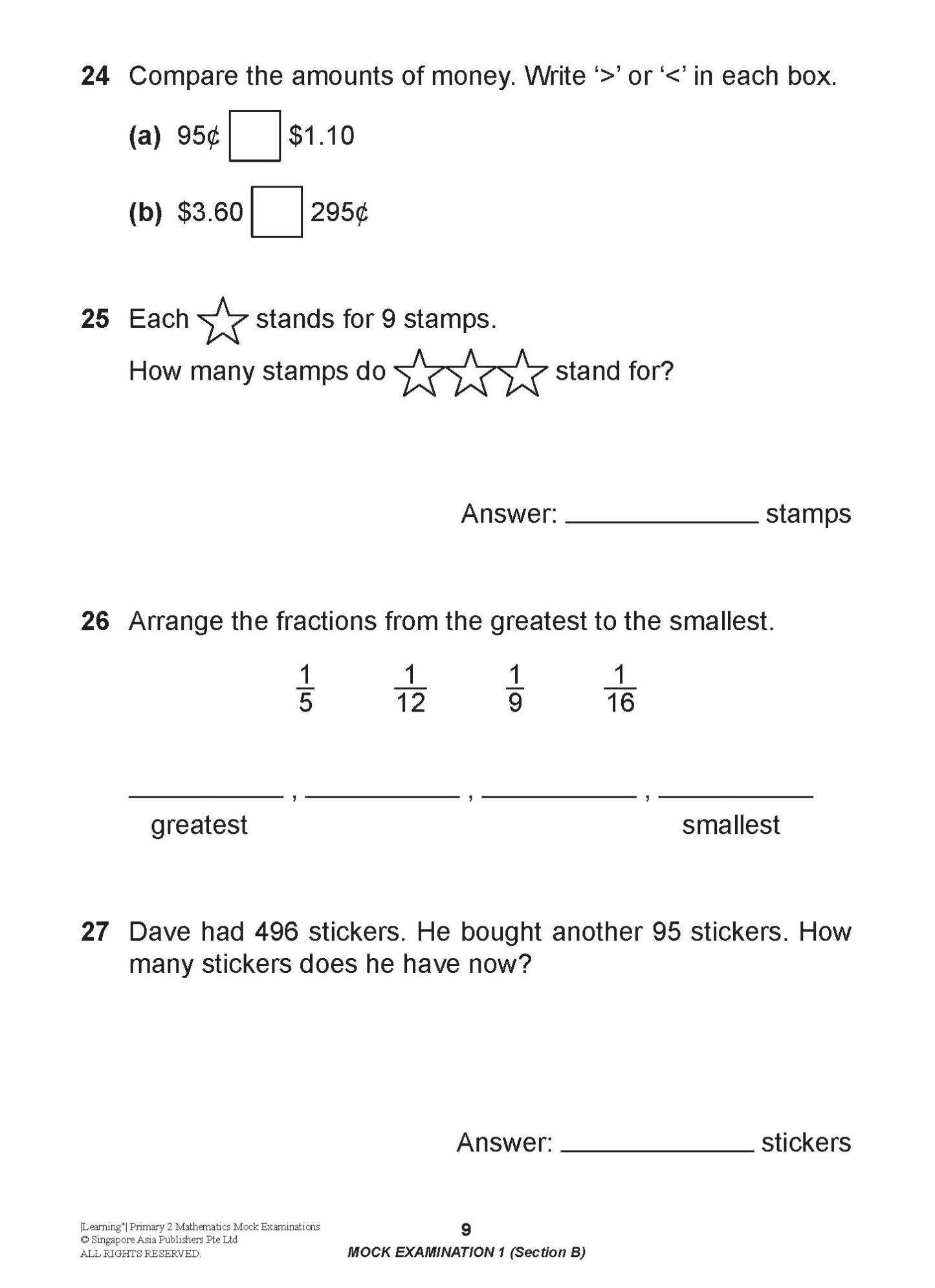 LEARNING+ Primary 2 Mathematics Mock Examinations