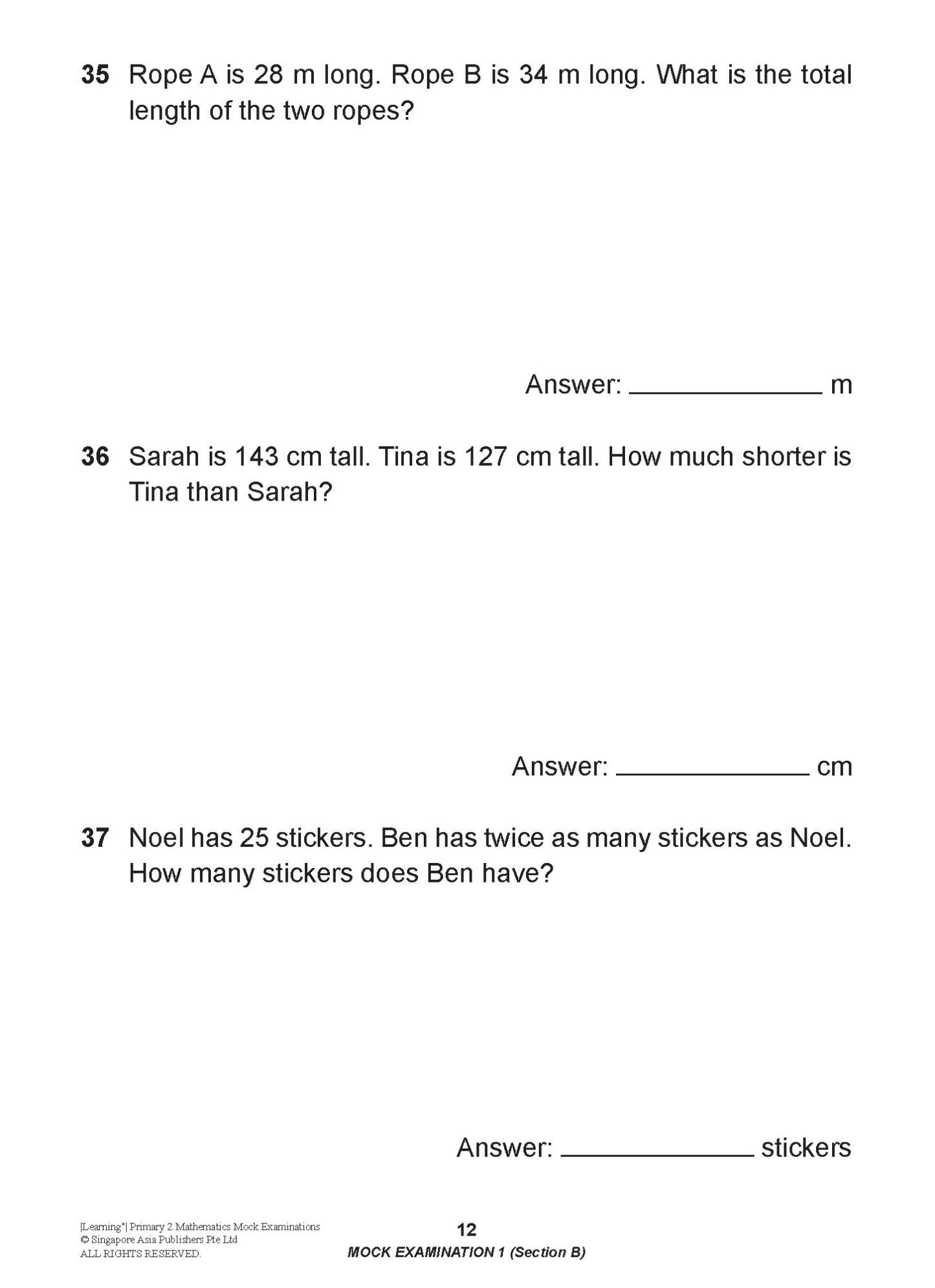 LEARNING+ Primary 2 Mathematics Mock Examinations