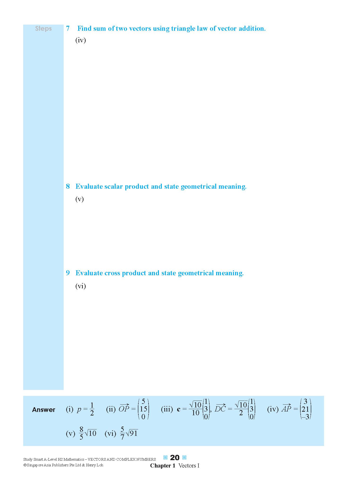 STUDY SMART A-Level H2 Mathematics Vectors and Complex Numbers