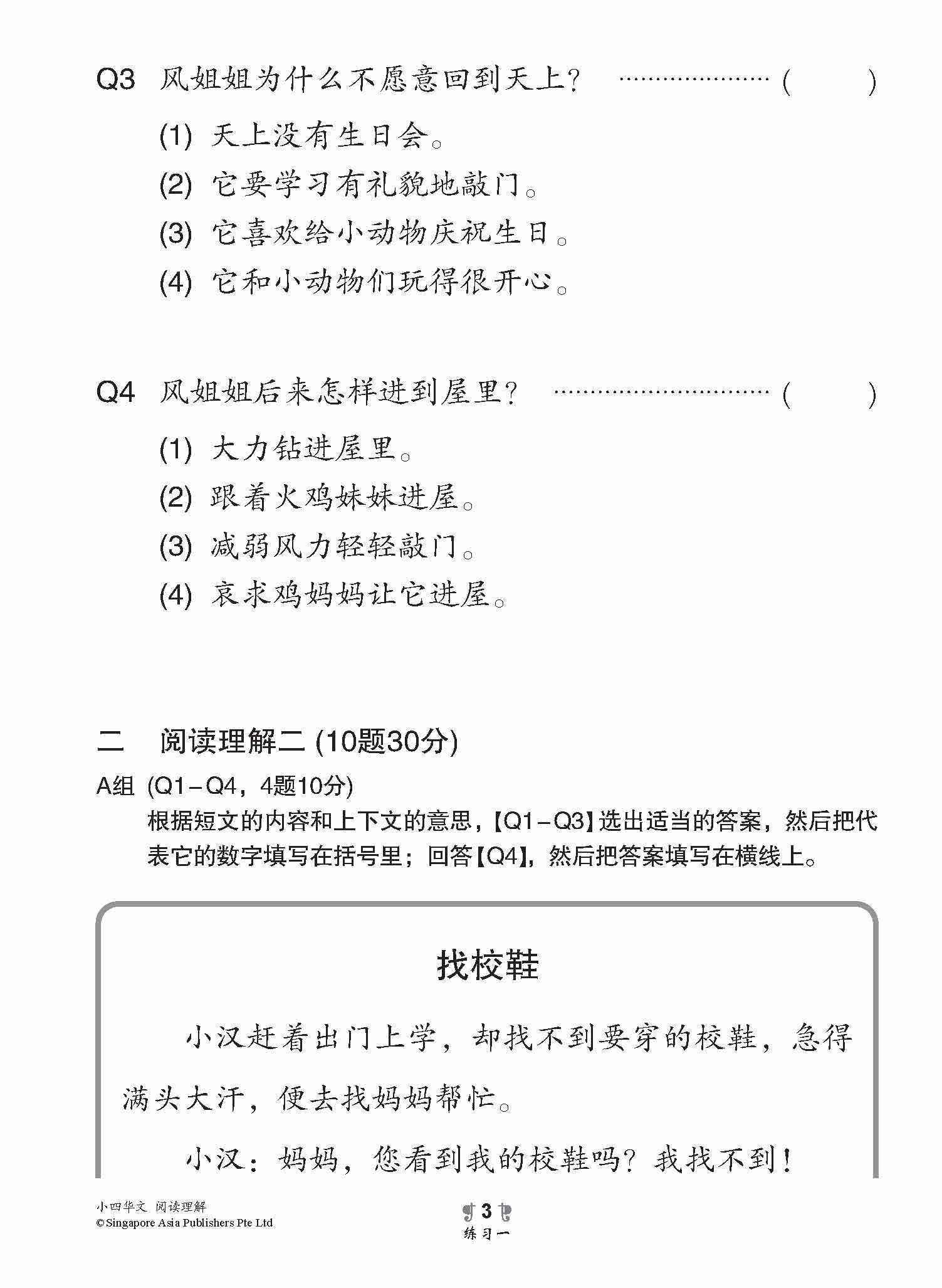 小学加分练习 小四华文阅读理解 / Reading Comprehension Exercises For Primary 4 [Chinese]