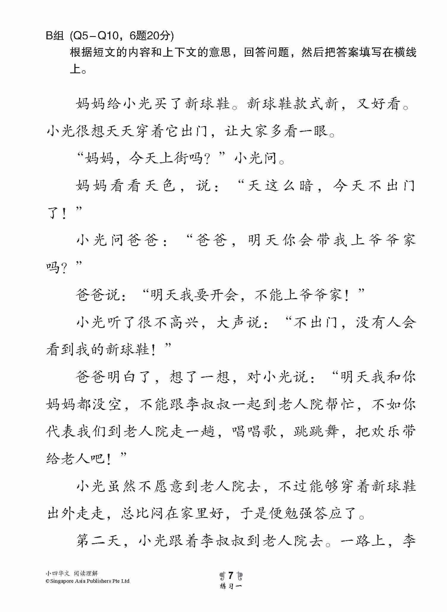 小学加分练习 小四华文阅读理解 / Reading Comprehension Exercises For Primary 4 [Chinese]