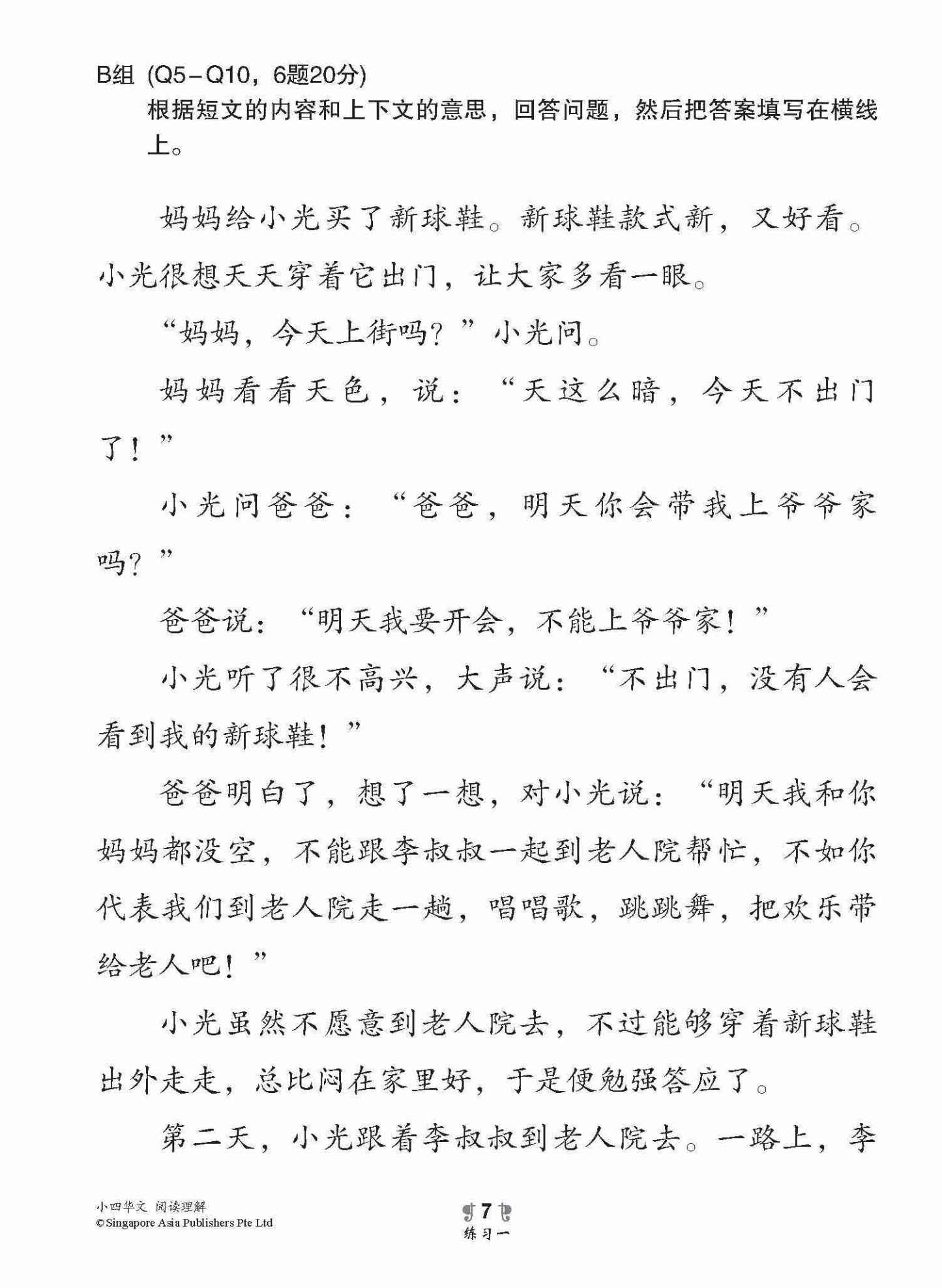 小学加分练习 小四华文阅读理解 / Reading Comprehension Exercises For Primary 4 [Chinese]