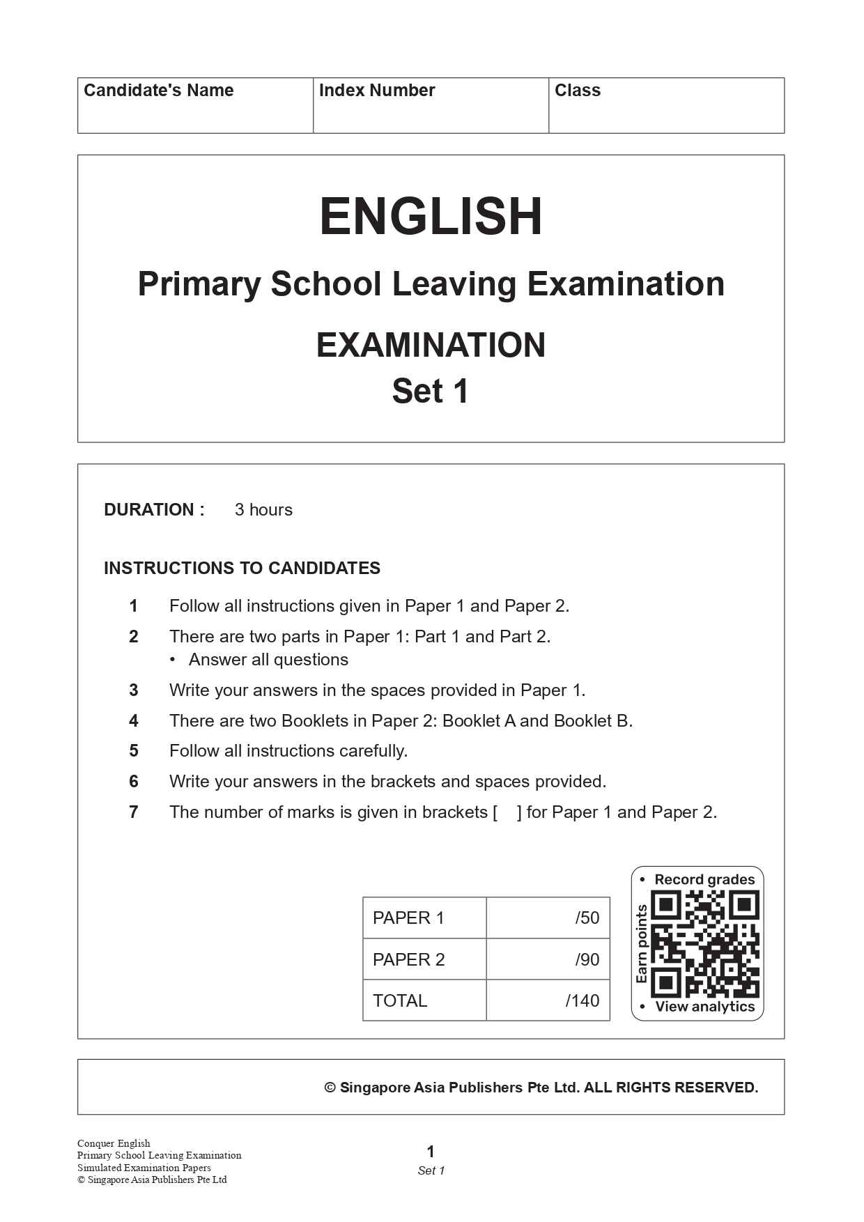 Conquer English Primary School Leaving Examination – Simulated Examination Papers